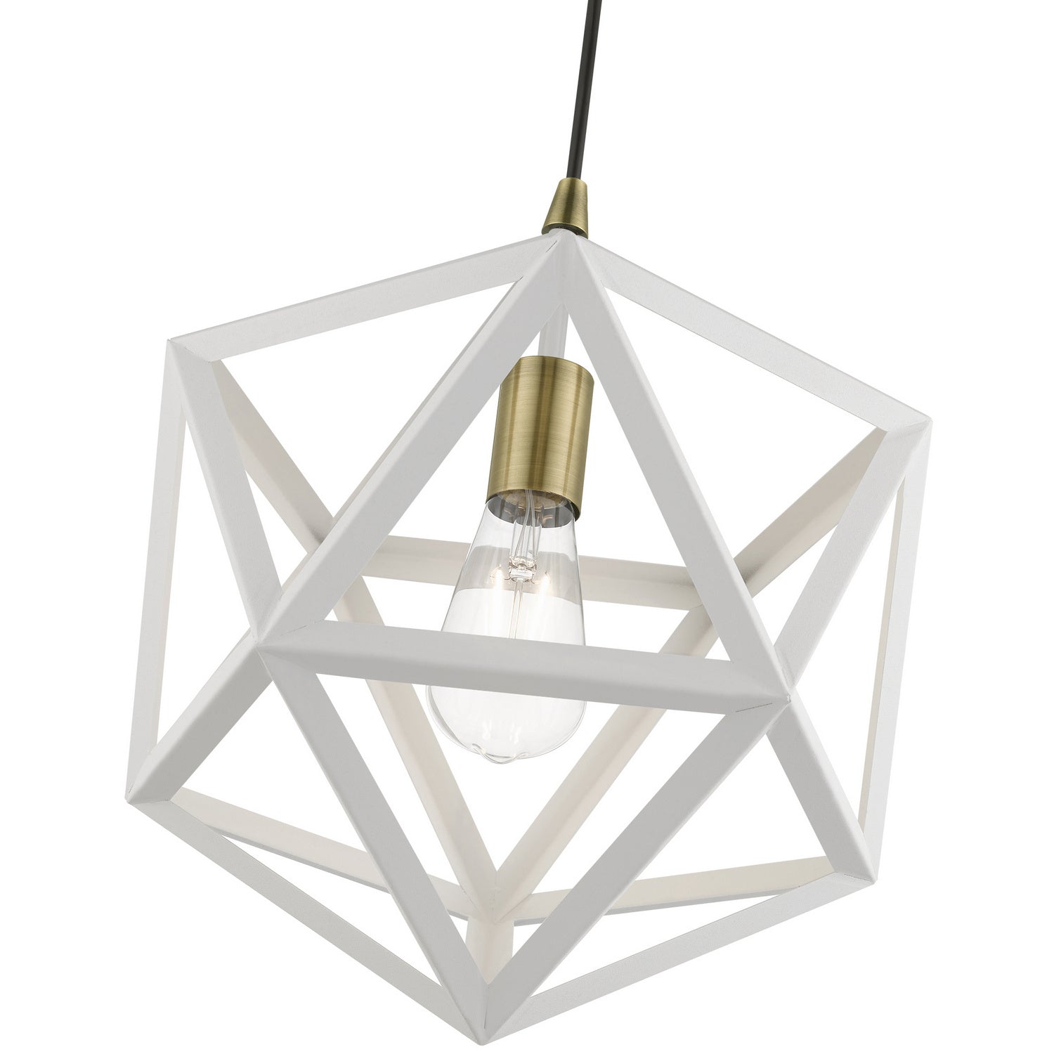 Livex Lighting - 41328-13 - One Light Pendant - Ashland - Textured White w/Antique Brass