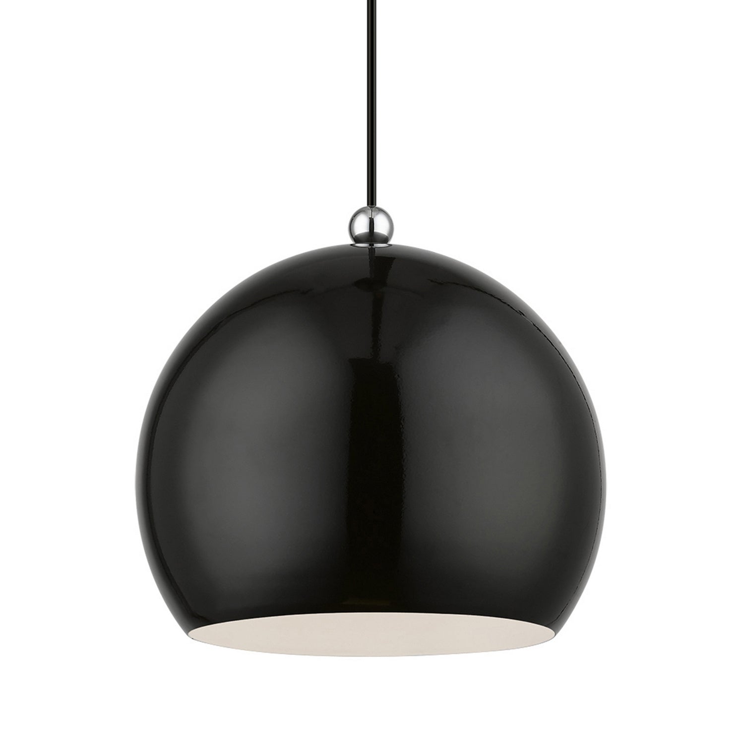 Livex Lighting - 45482-68 - One Light Pendant - Stockton - Shiny Black w/Polished Chrome