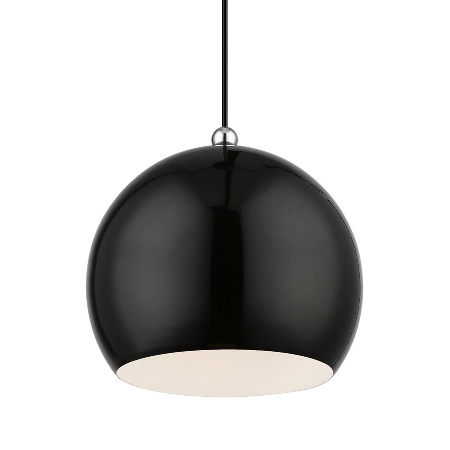 Livex Lighting - 45482-68 - One Light Pendant - Stockton - Shiny Black w/Polished Chrome