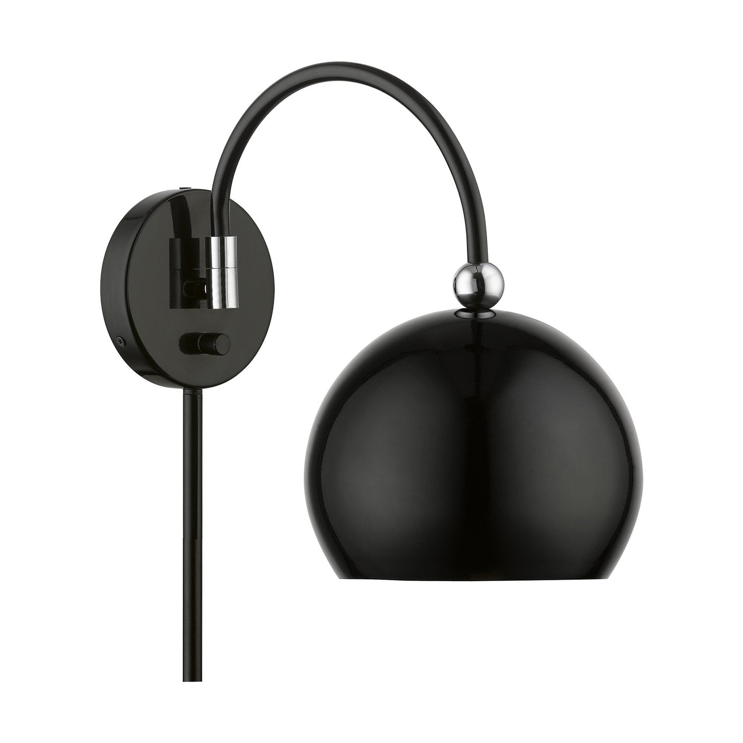 Livex Lighting - 45489-68 - One Light Swing Arm Wall Lamp - Stockton - Shiny Black w/Polished Chrome