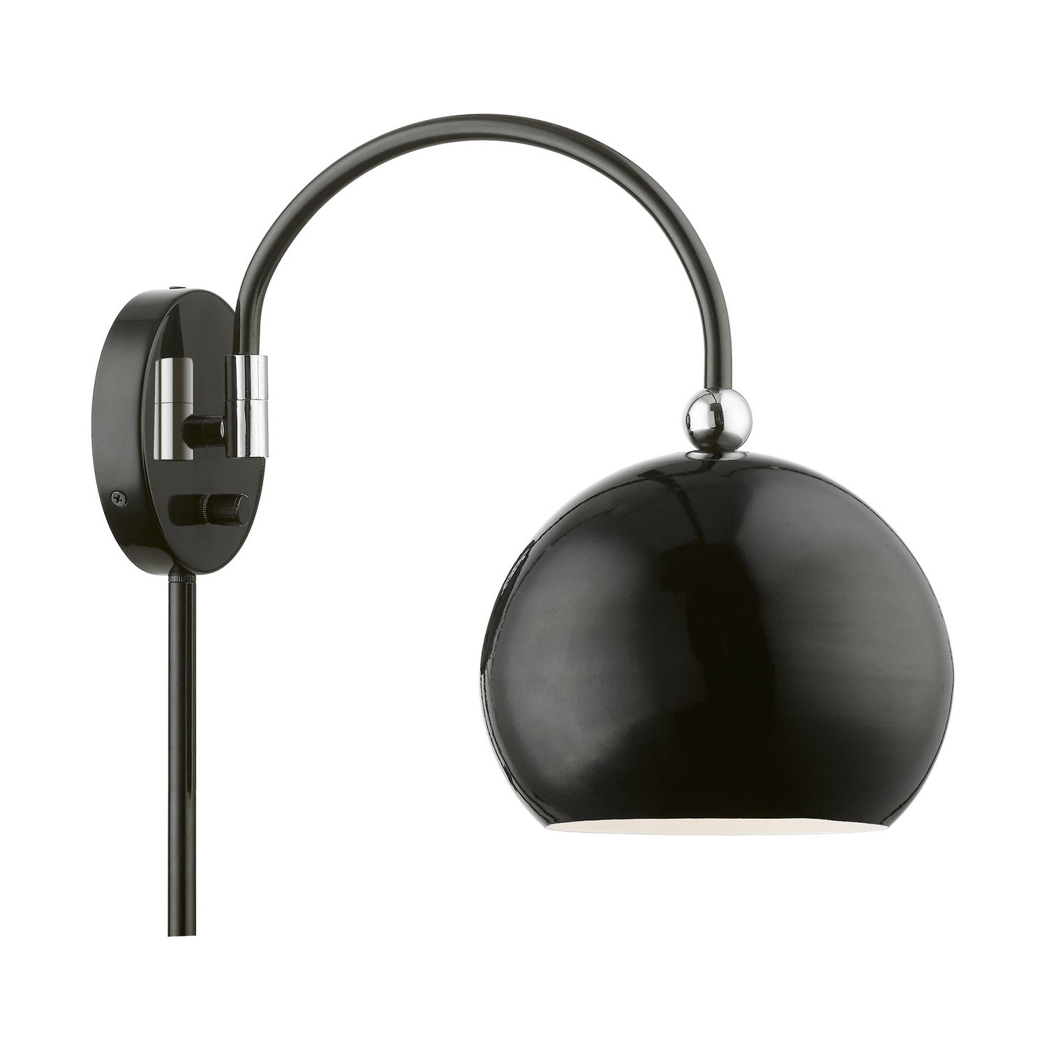 Livex Lighting - 45489-68 - One Light Swing Arm Wall Lamp - Stockton - Shiny Black w/Polished Chrome