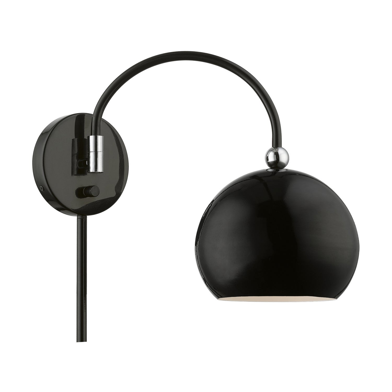Livex Lighting - 45489-68 - One Light Swing Arm Wall Lamp - Stockton - Shiny Black w/Polished Chrome