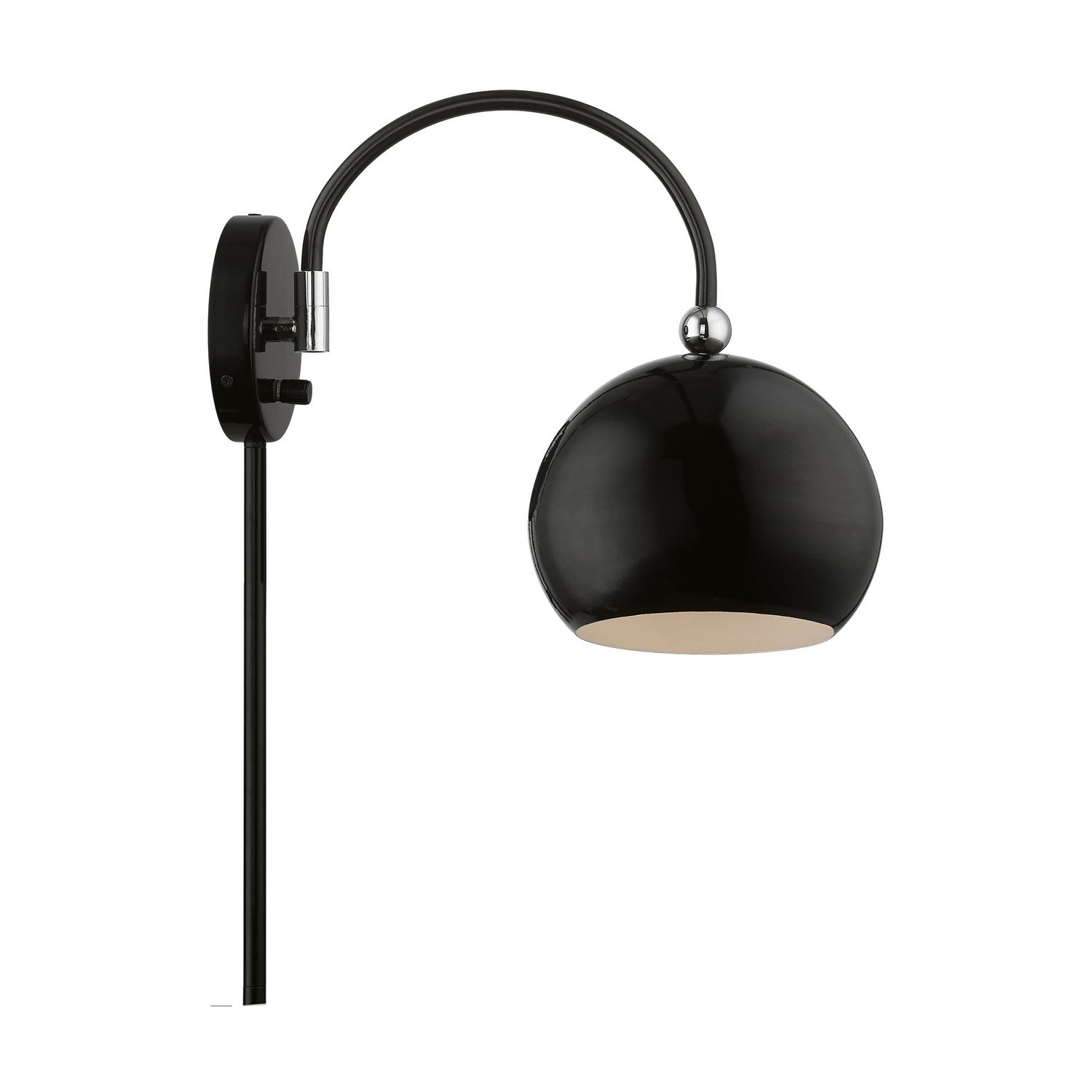 Livex Lighting - 45489-68 - One Light Swing Arm Wall Lamp - Stockton - Shiny Black w/Polished Chrome