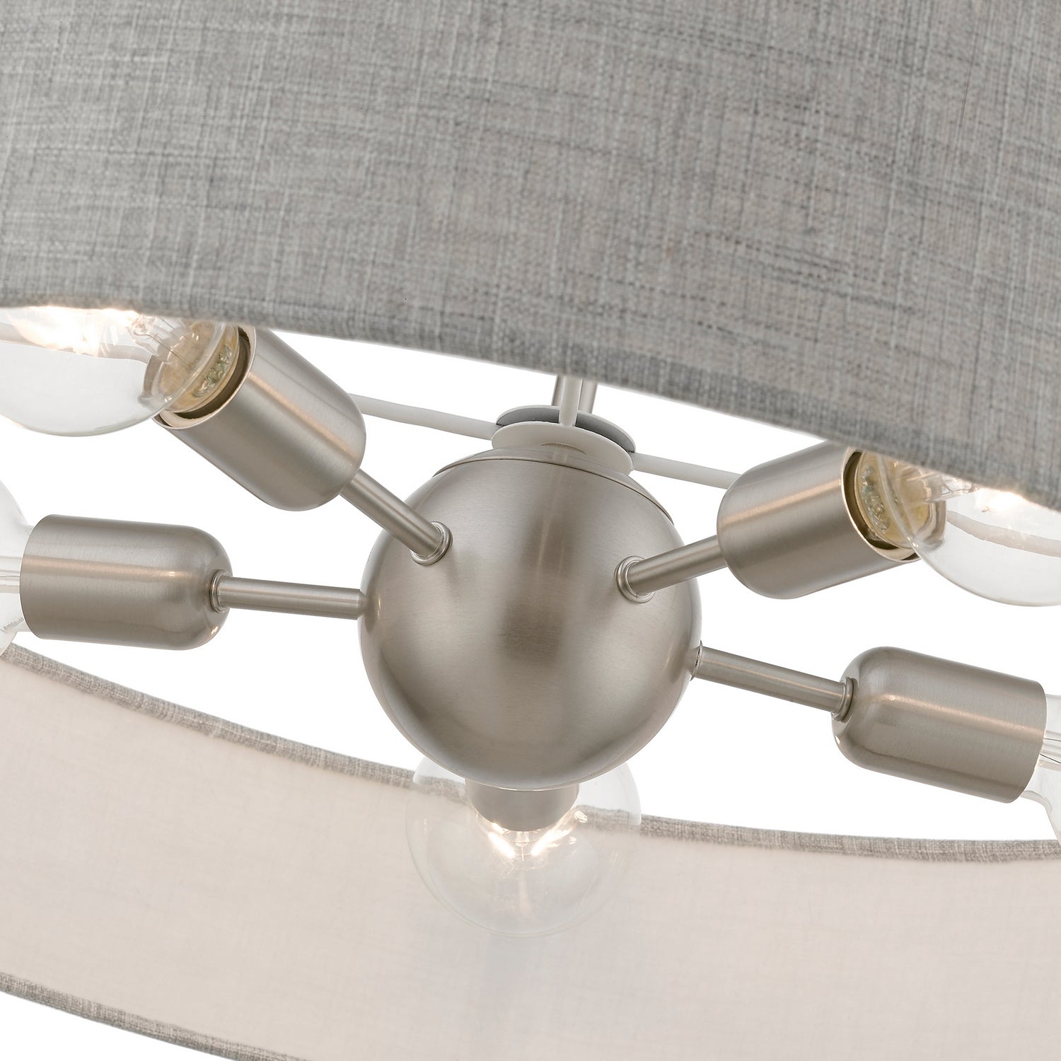 Livex Lighting - 46145-91 - Five Light Pendant - Elmhurst - Brushed Nickel w/Shiny White