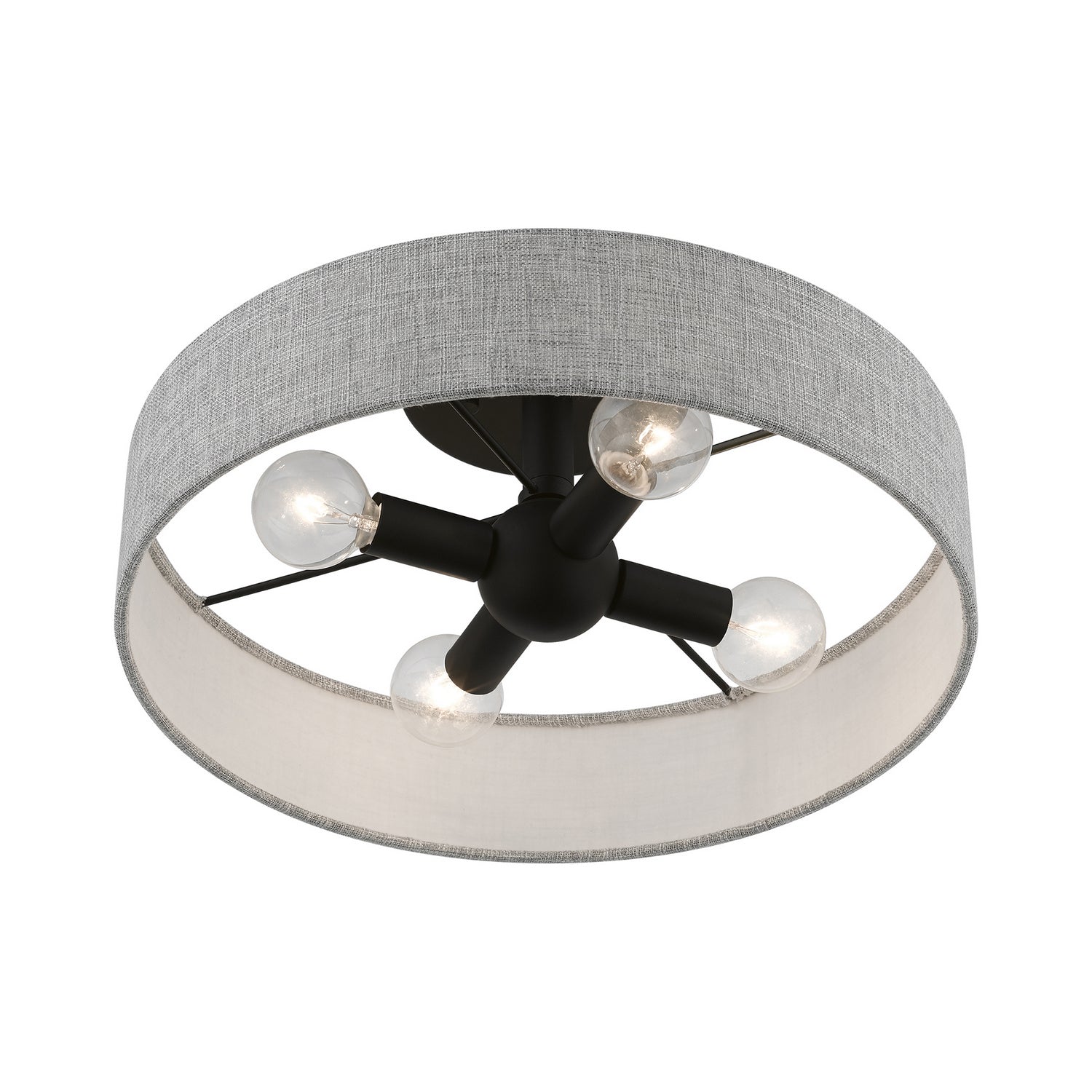 Livex Lighting - 46147-04 - Four Light Semi-Flush Mount - Elmhurst - Black