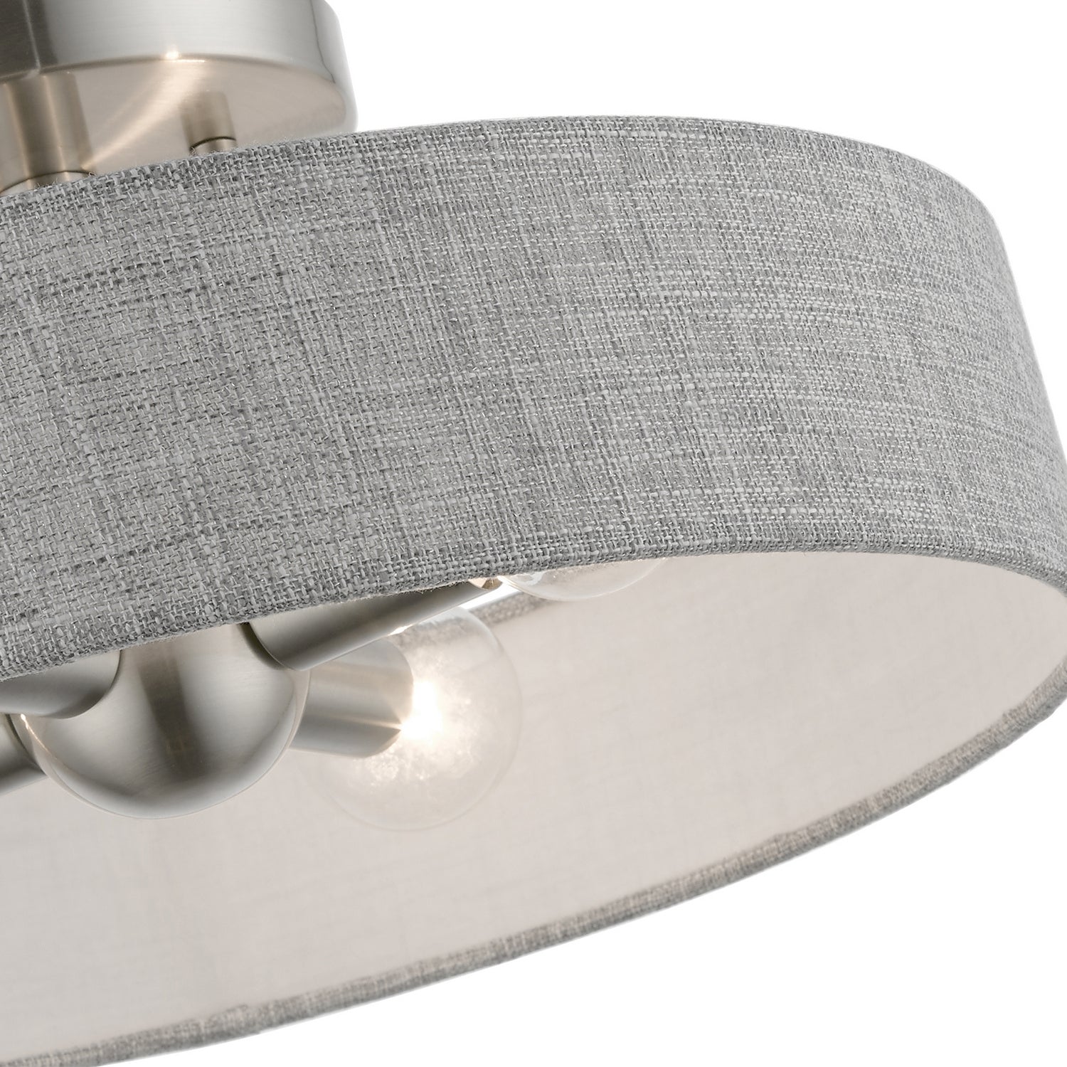Livex Lighting - 46147-91 - Four Light Semi-Flush Mount - Elmhurst - Brushed Nickel w/Shiny White