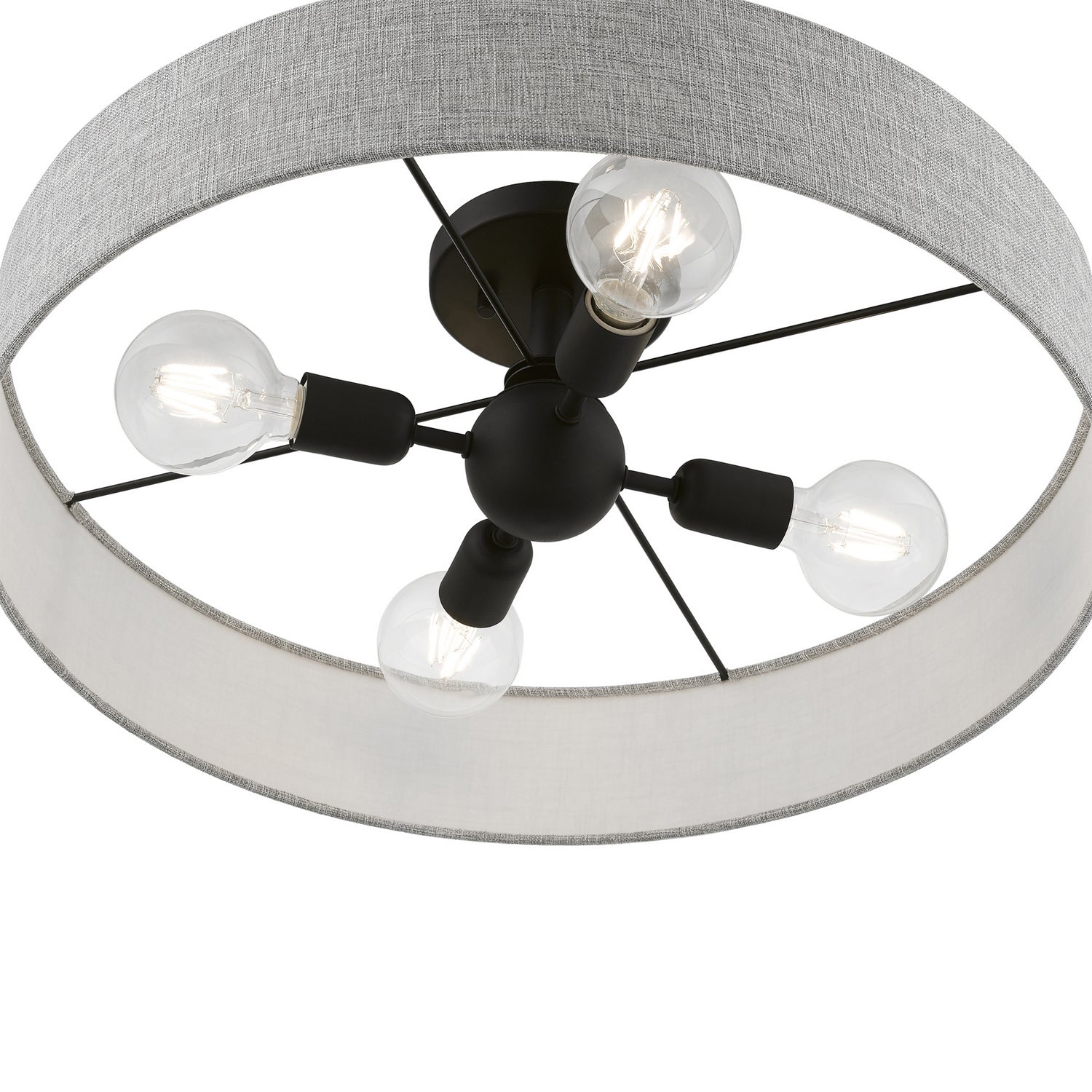 Livex Lighting - 46148-04 - Four Light Semi-Flush Mount - Elmhurst - Black
