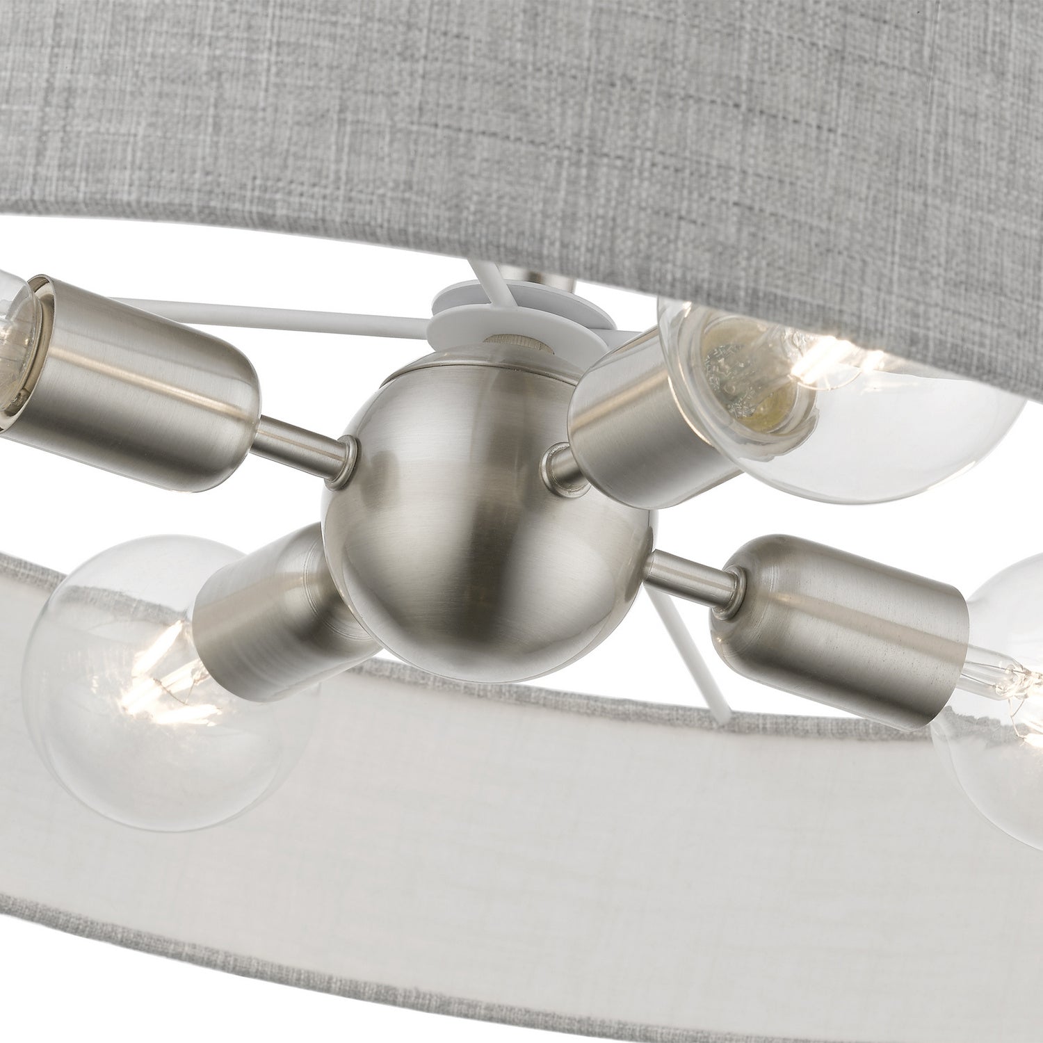 Livex Lighting - 46148-91 - Four Light Semi-Flush Mount - Elmhurst - Brushed Nickel w/Shiny White