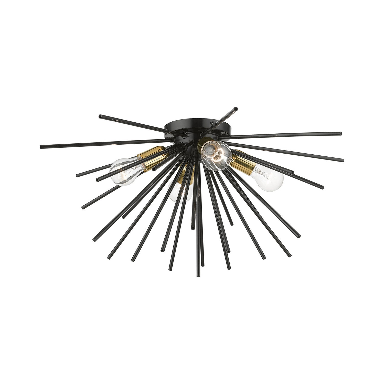 Livex Lighting - 46170-68 - Four Light Flush Mount - Tribeca - Shiny Black w/Polished Brass