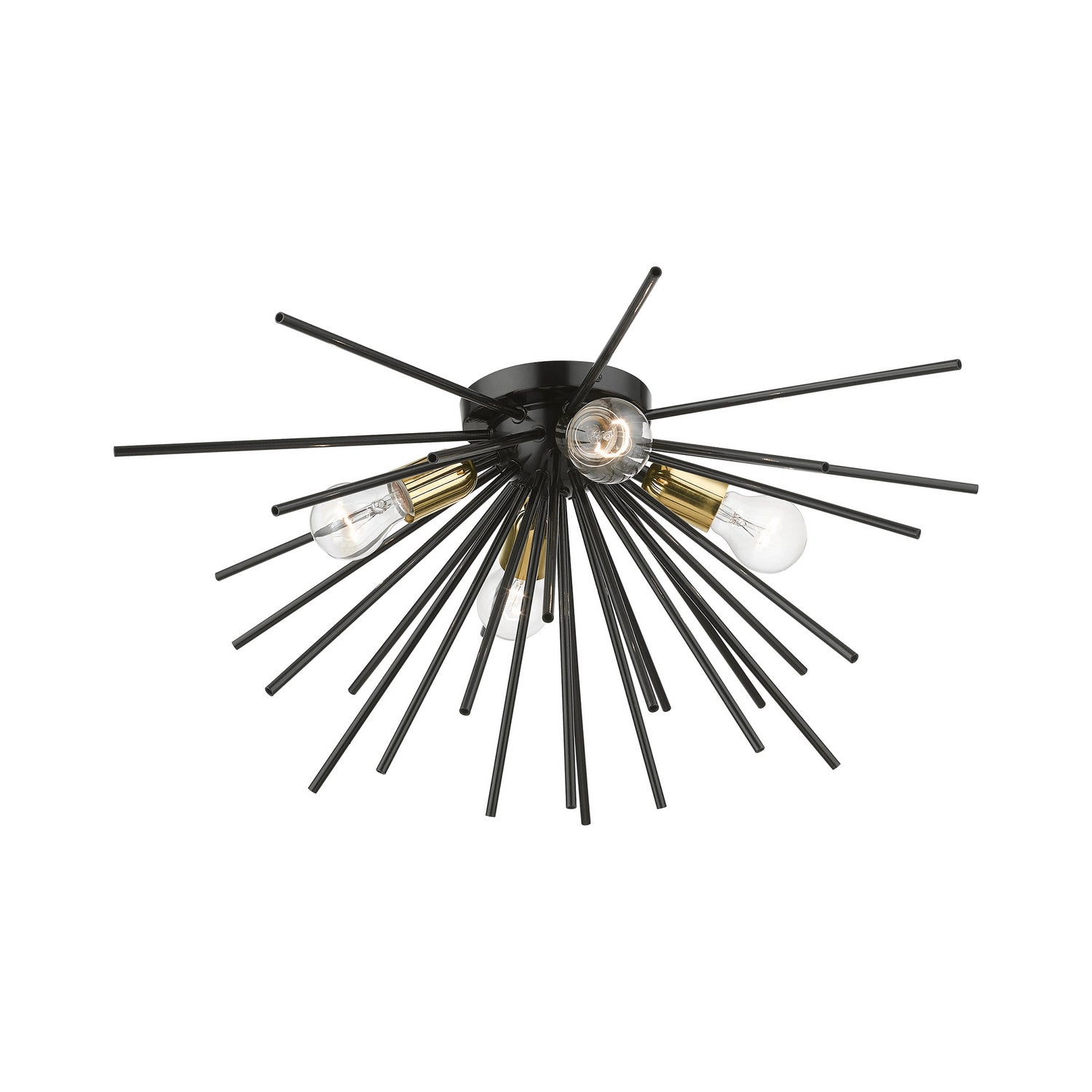Livex Lighting - 46170-68 - Four Light Flush Mount - Tribeca - Shiny Black w/Polished Brass