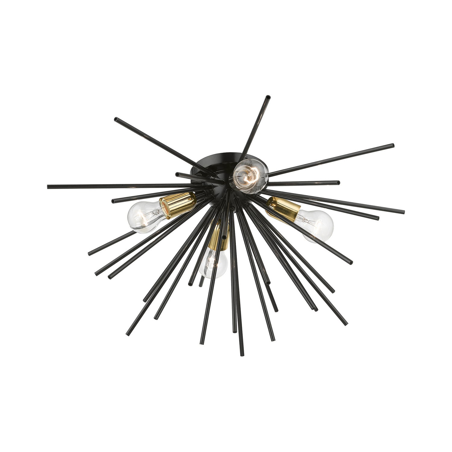 Livex Lighting - 46170-68 - Four Light Flush Mount - Tribeca - Shiny Black w/Polished Brass