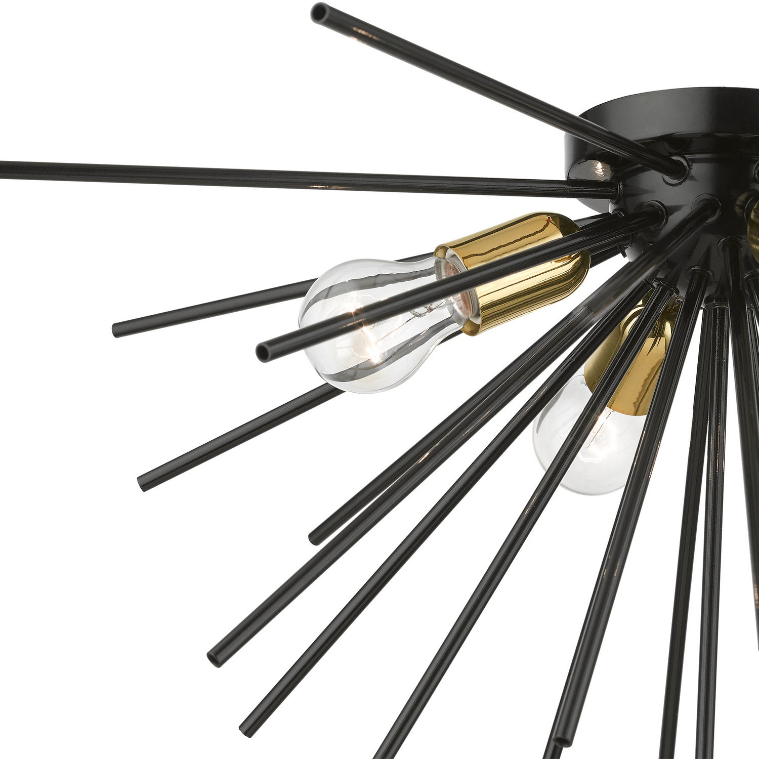 Livex Lighting - 46170-68 - Four Light Flush Mount - Tribeca - Shiny Black w/Polished Brass
