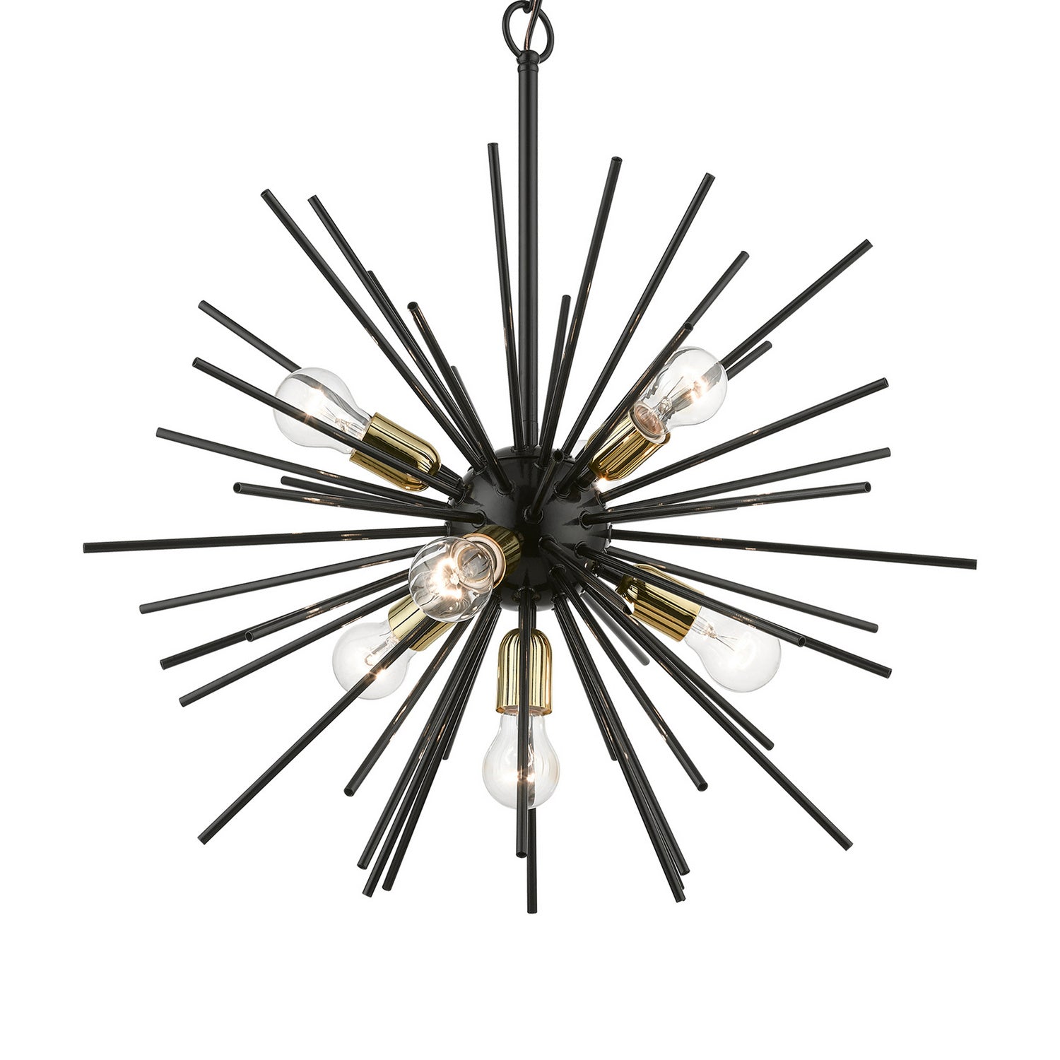 Livex Lighting - 46175-68 - Seven Light Chandelier - Tribeca - Shiny Black w/Polished Brass