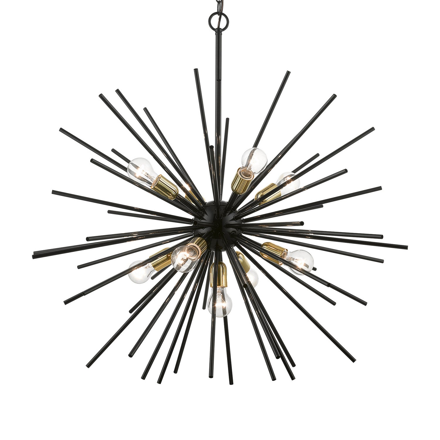 Livex Lighting - 46176-68 - Nine Light Foyer Chandelier - Tribeca - Shiny Black w/Polished Brass