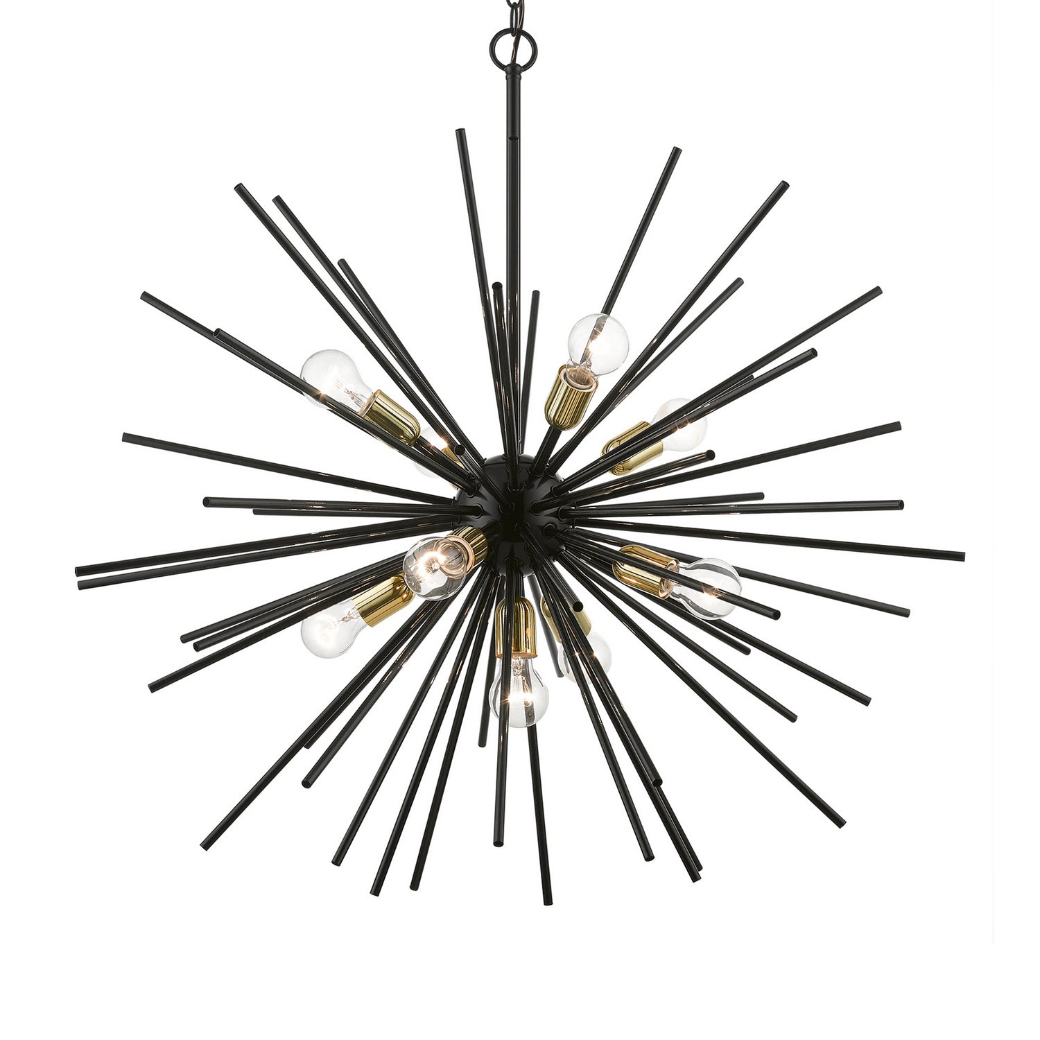 Livex Lighting - 46176-68 - Nine Light Foyer Chandelier - Tribeca - Shiny Black w/Polished Brass