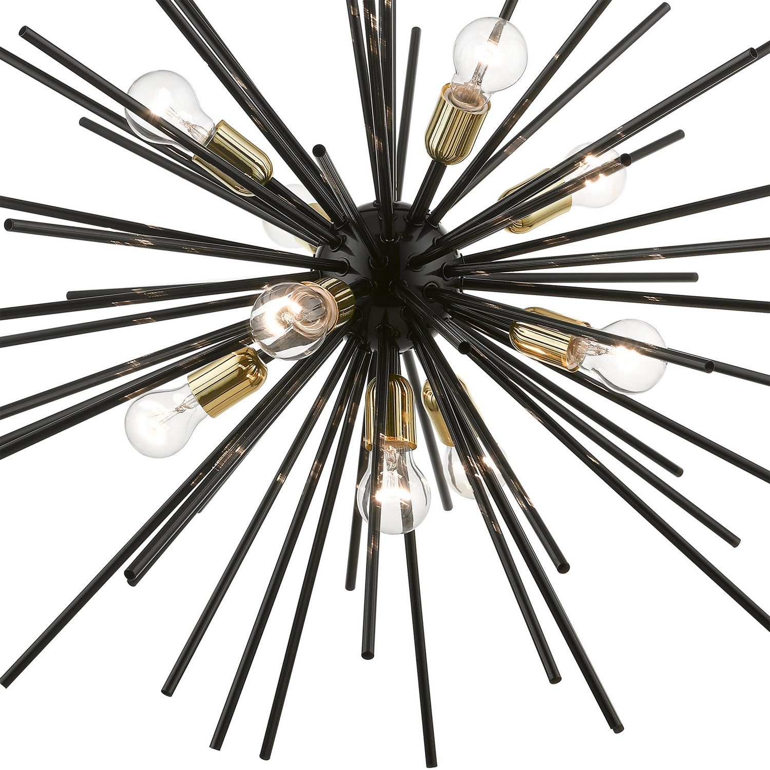 Livex Lighting - 46176-68 - Nine Light Foyer Chandelier - Tribeca - Shiny Black w/Polished Brass