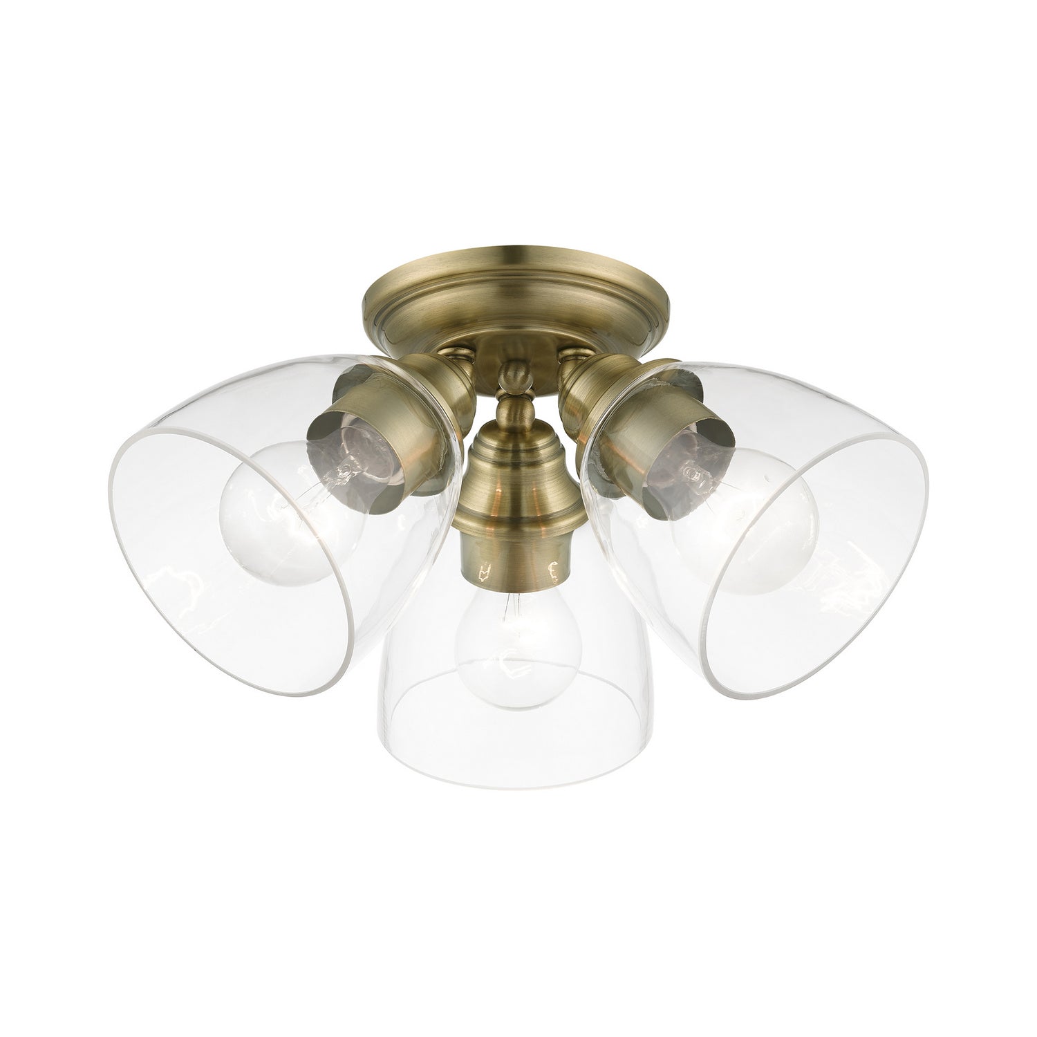 Livex Lighting - 46339-01 - Three Light Semi-Flush Mount - Montgomery - Antique Brass