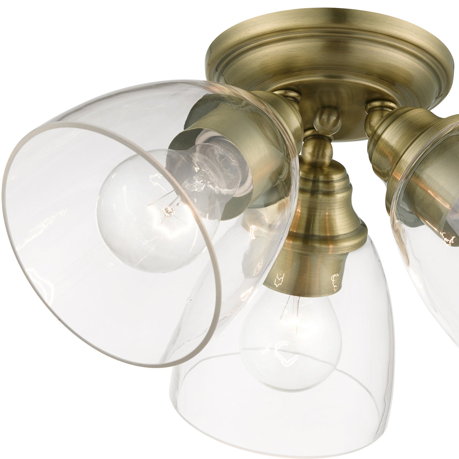 Livex Lighting - 46339-01 - Three Light Semi-Flush Mount - Montgomery - Antique Brass