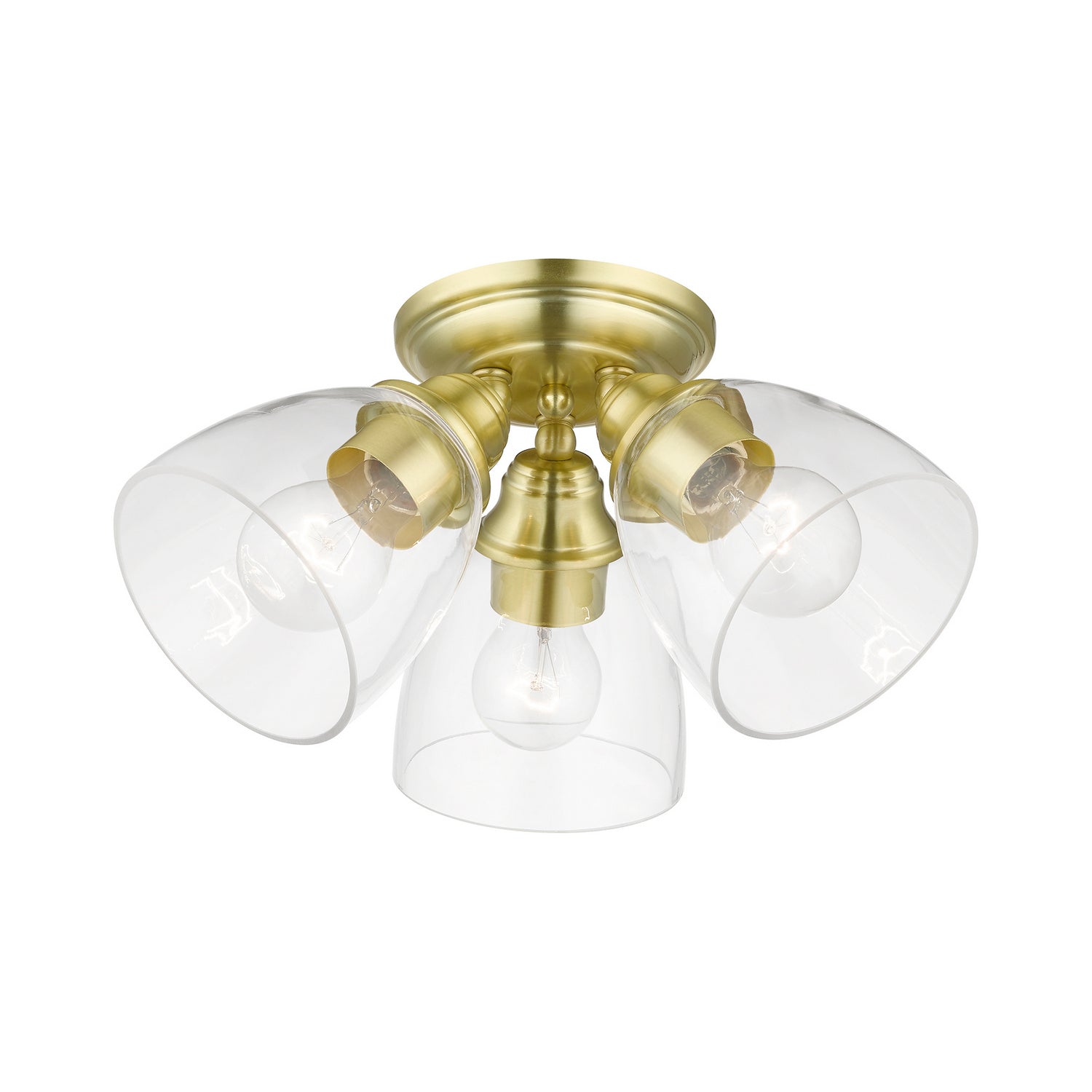 Livex Lighting - 46339-12 - Three Light Semi-Flush Mount - Montgomery - Satin Brass