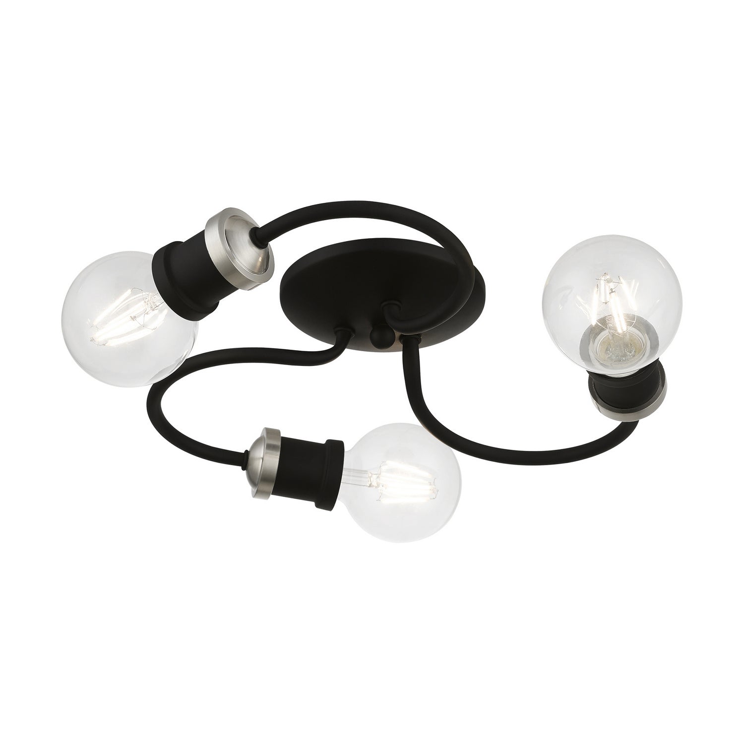 Livex Lighting - 46383-04 - Three Light Flush Mount - Bromley - Black w/Brushed Nickel
