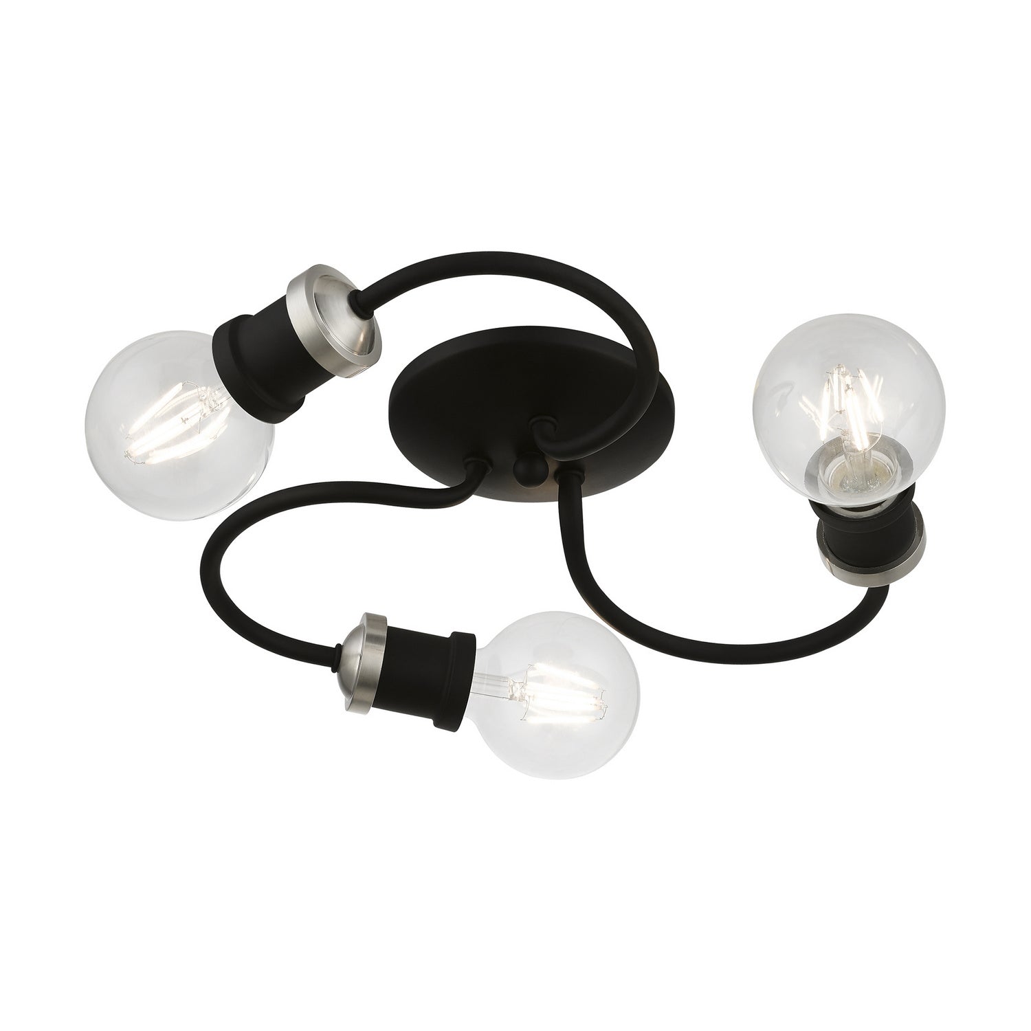 Livex Lighting - 46383-04 - Three Light Flush Mount - Bromley - Black w/Brushed Nickel