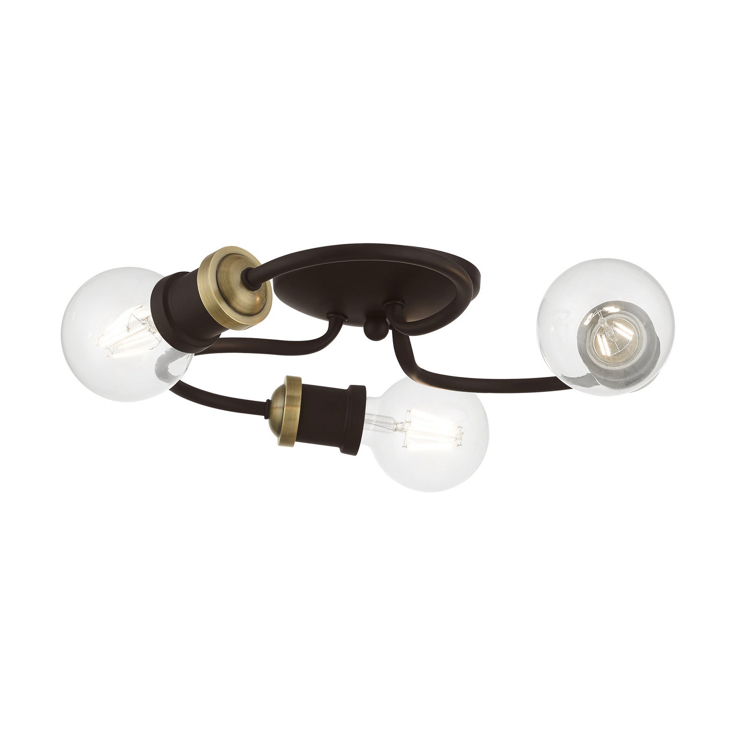 Livex Lighting - 46383-07 - Three Light Flush Mount - Bromley - Bronze w/Antique Brass
