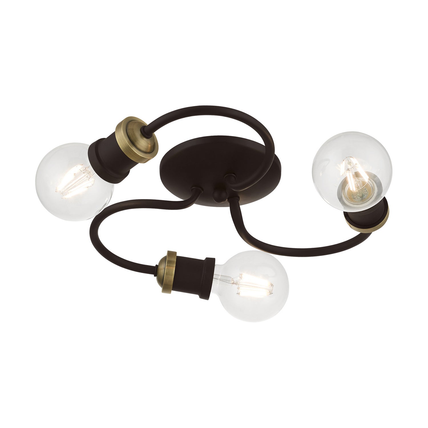Livex Lighting - 46383-07 - Three Light Flush Mount - Bromley - Bronze w/Antique Brass
