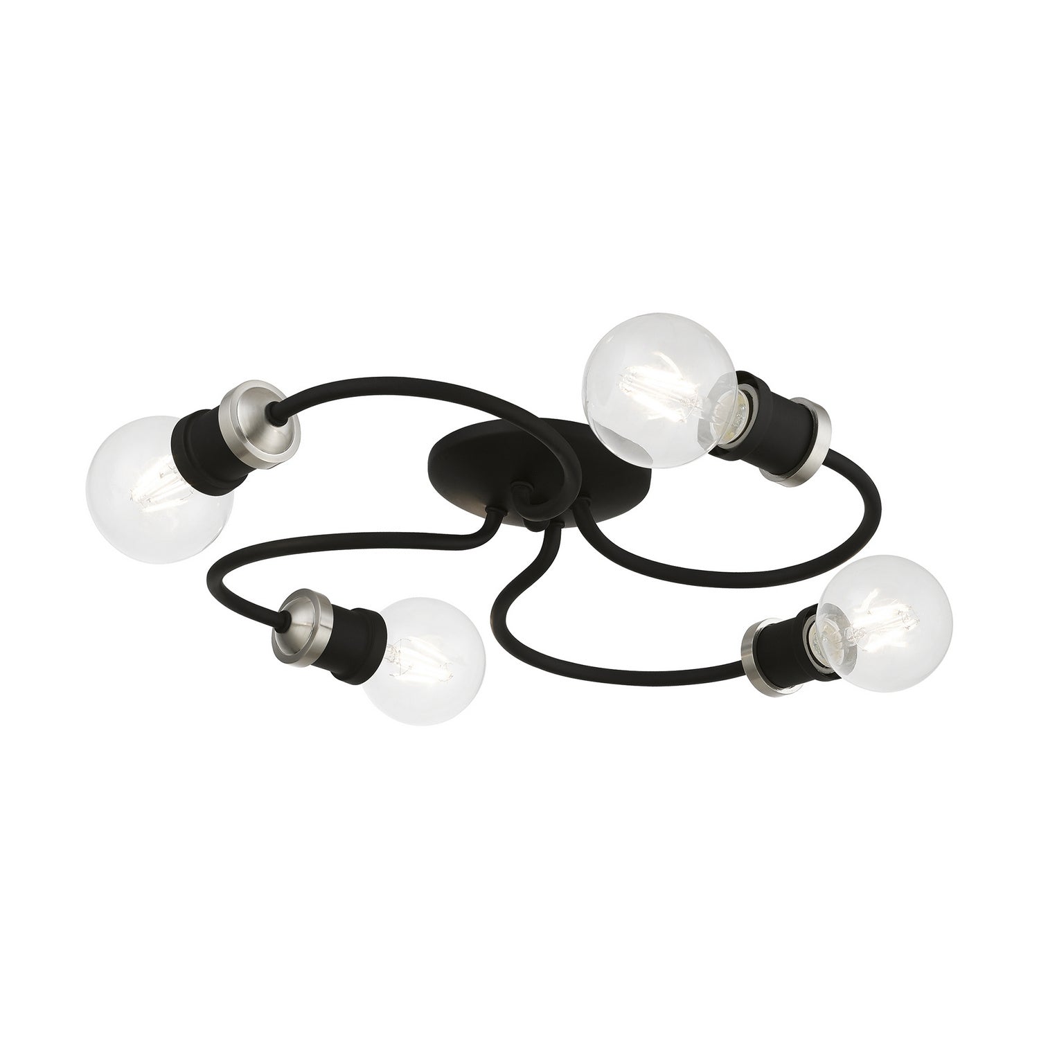 Livex Lighting - 46384-04 - Four Light Flush Mount - Bromley - Black w/Brushed Nickel
