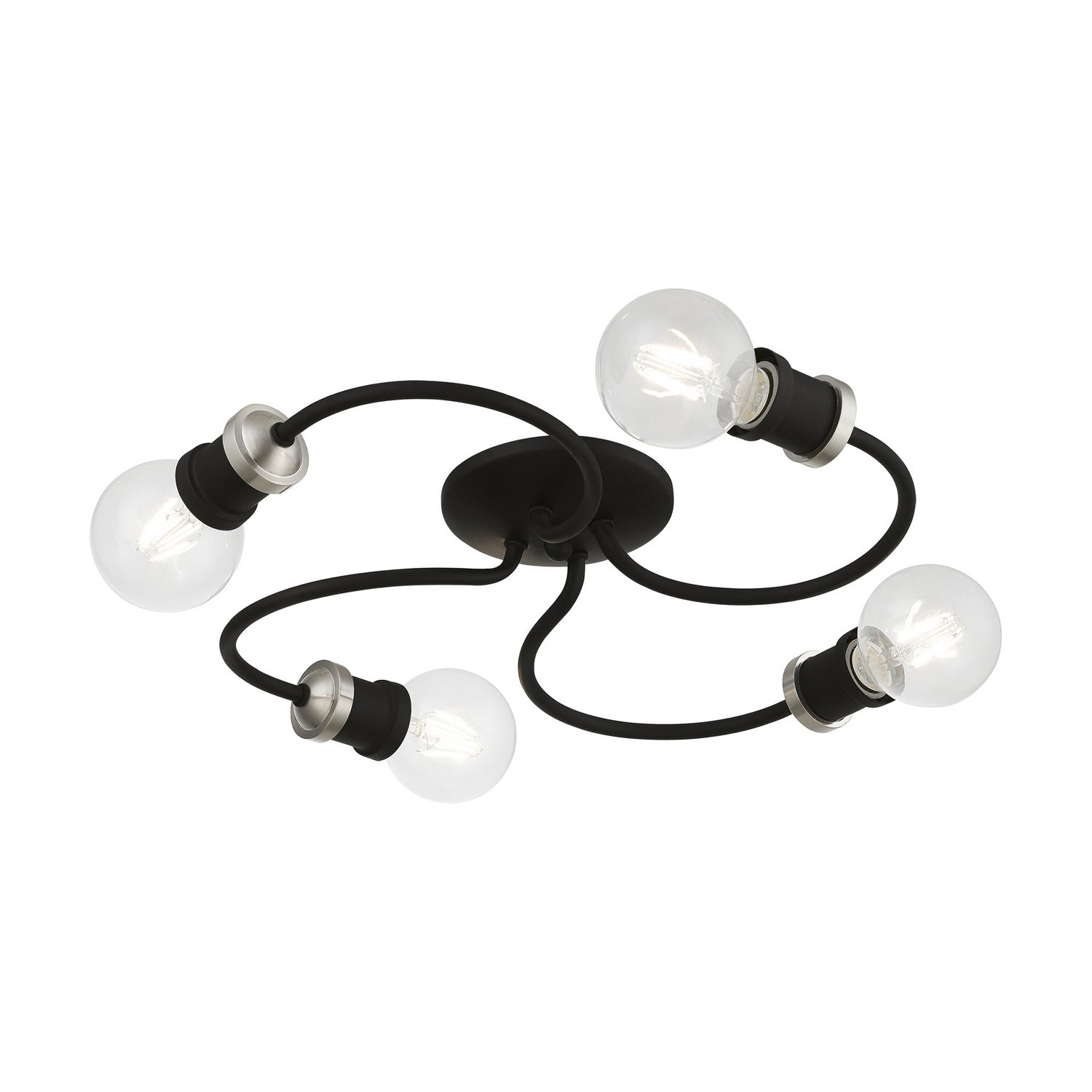 Livex Lighting - 46384-04 - Four Light Flush Mount - Bromley - Black w/Brushed Nickel