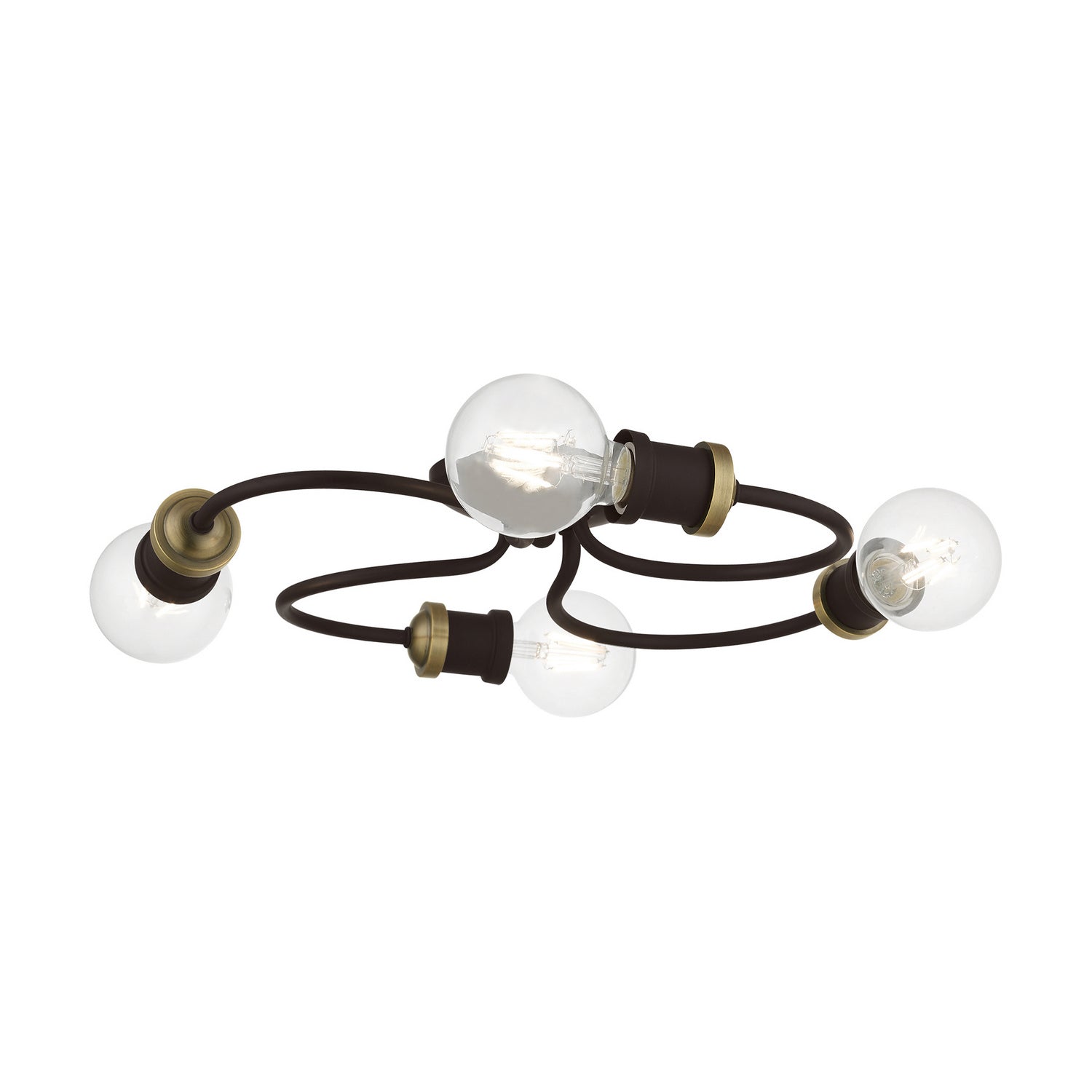 Livex Lighting - 46384-07 - Four Light Flush Mount - Bromley - Bronze w/Antique Brass