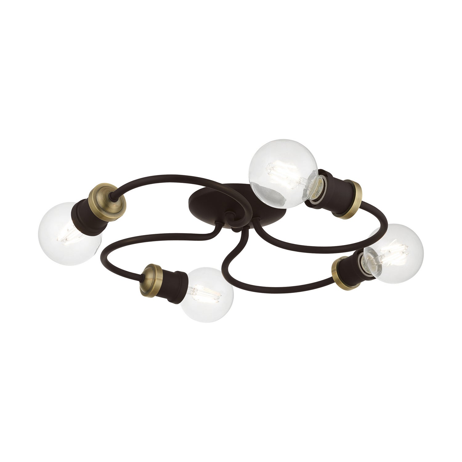 Livex Lighting - 46384-07 - Four Light Flush Mount - Bromley - Bronze w/Antique Brass