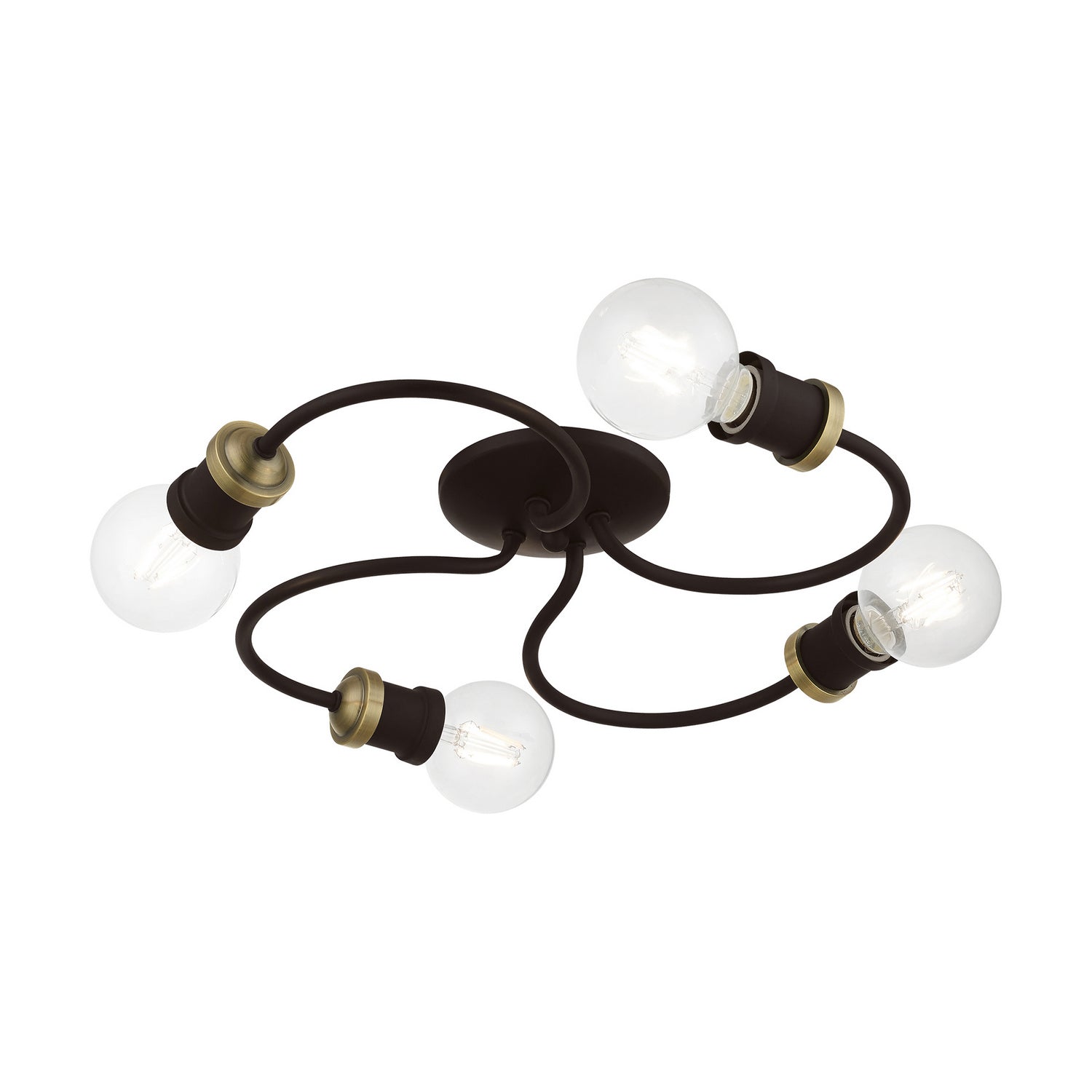 Livex Lighting - 46384-07 - Four Light Flush Mount - Bromley - Bronze w/Antique Brass