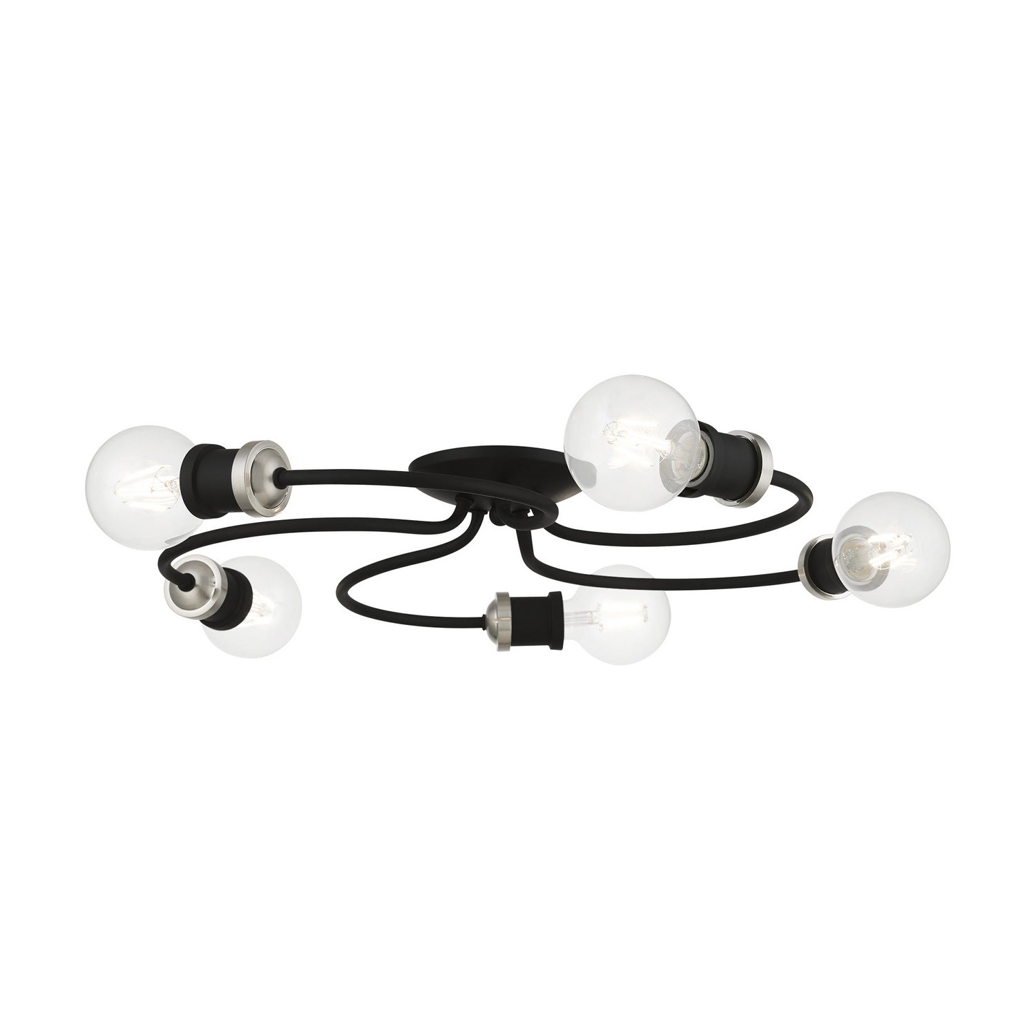 Livex Lighting - 46385-04 - Five Light Flush Mount - Bromley - Black w/Brushed Nickel