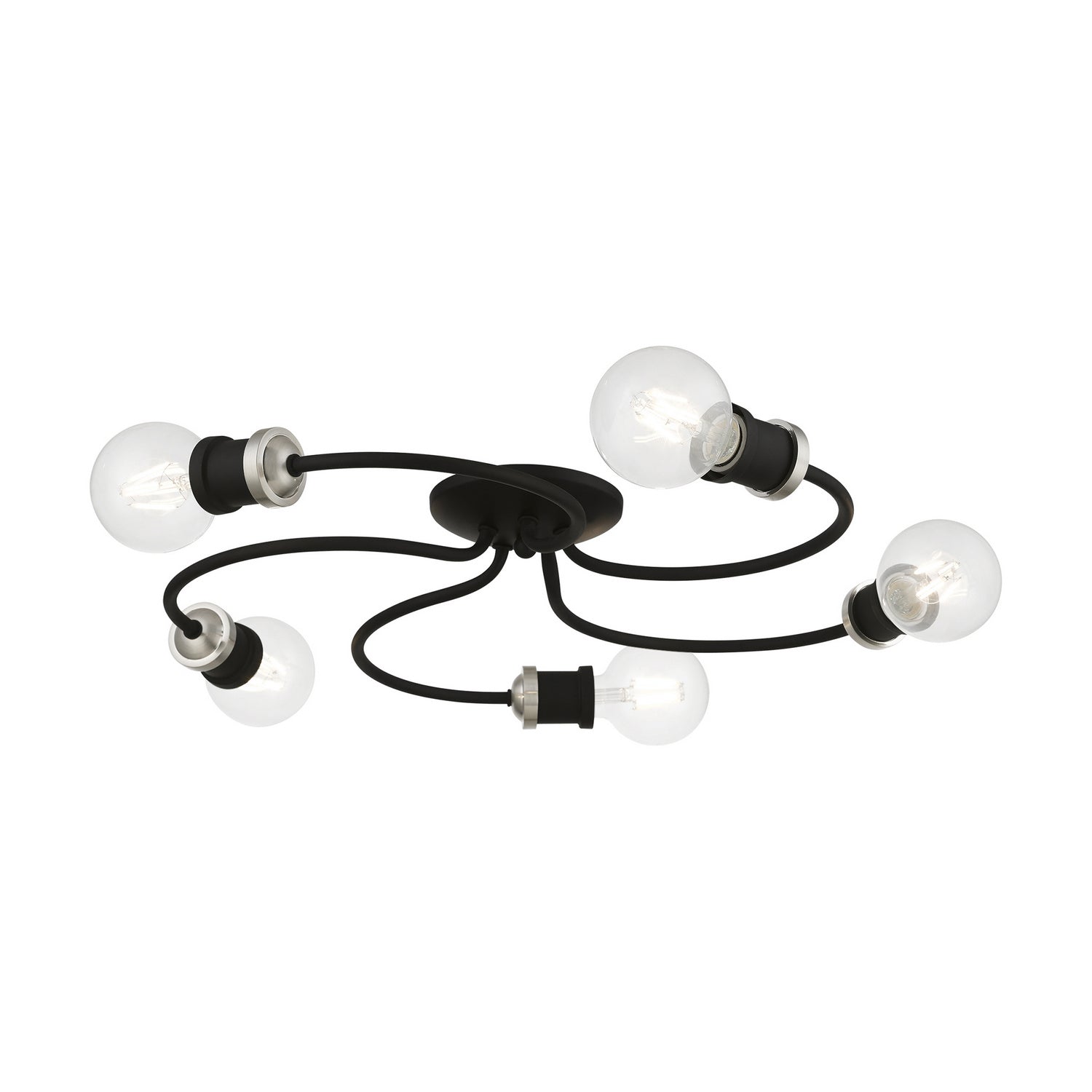 Livex Lighting - 46385-04 - Five Light Flush Mount - Bromley - Black w/Brushed Nickel