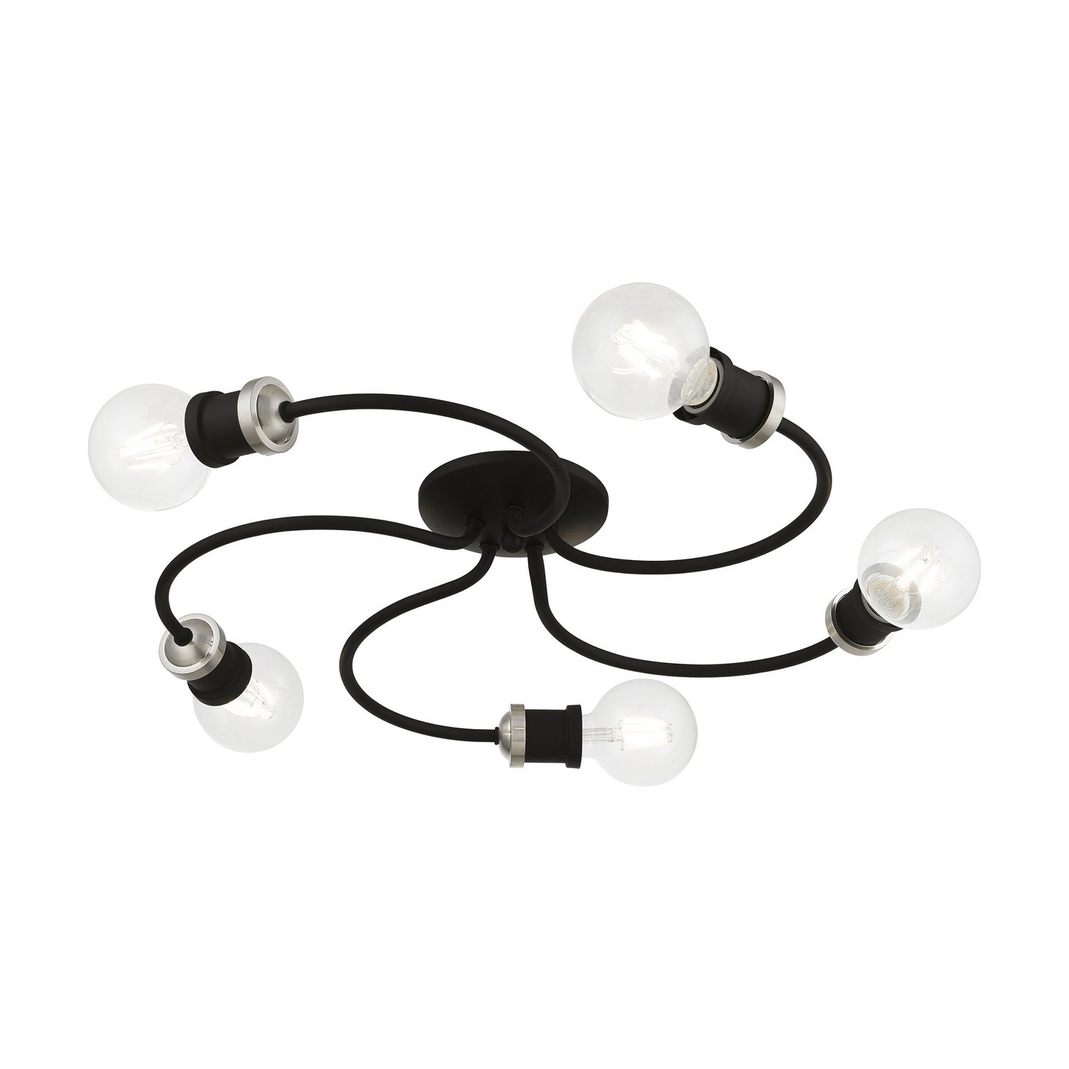 Livex Lighting - 46385-04 - Five Light Flush Mount - Bromley - Black w/Brushed Nickel