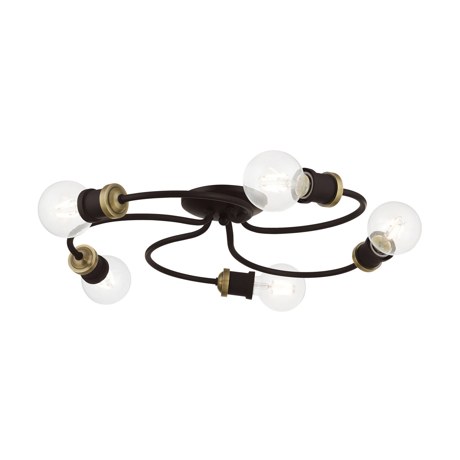 Livex Lighting - 46385-07 - Five Light Flush Mount - Bromley - Bronze w/Antique Brass