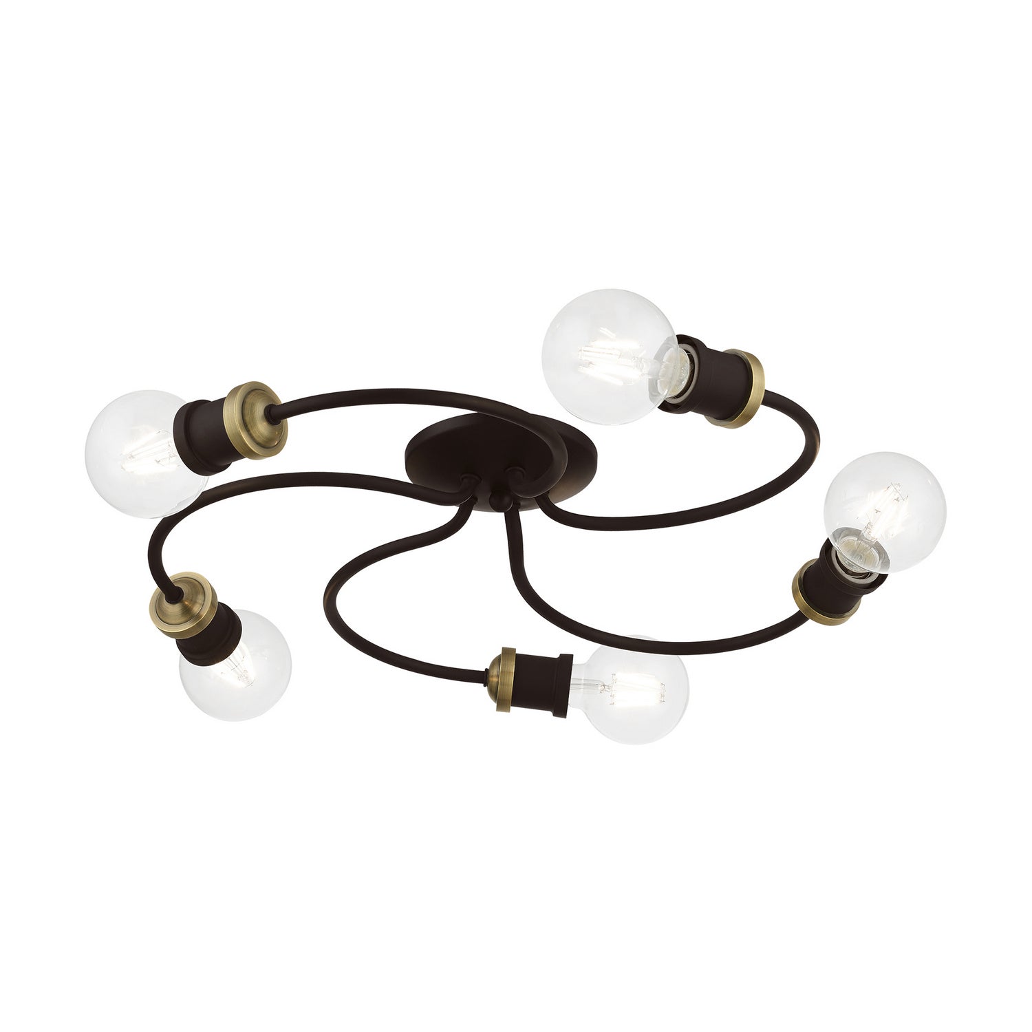 Livex Lighting - 46385-07 - Five Light Flush Mount - Bromley - Bronze w/Antique Brass