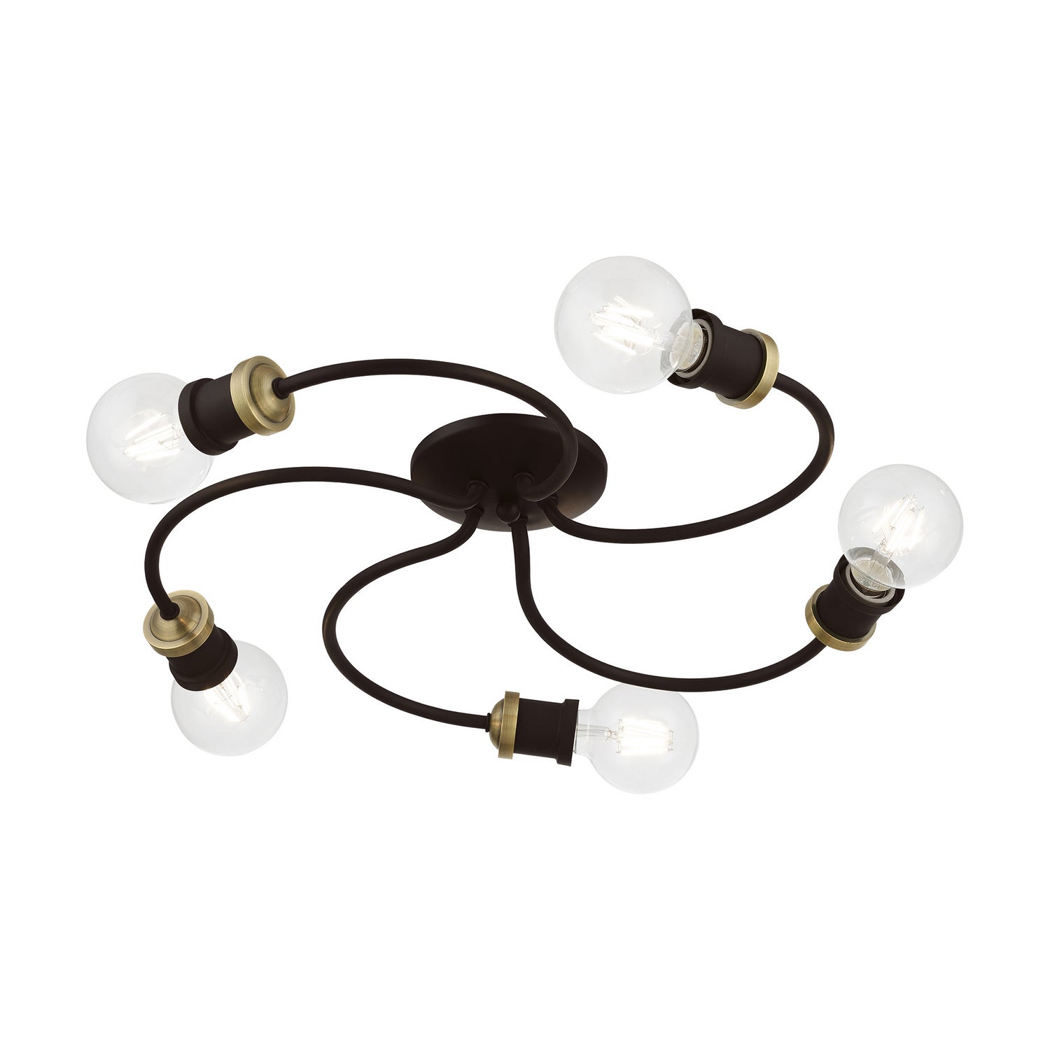 Livex Lighting - 46385-07 - Five Light Flush Mount - Bromley - Bronze w/Antique Brass