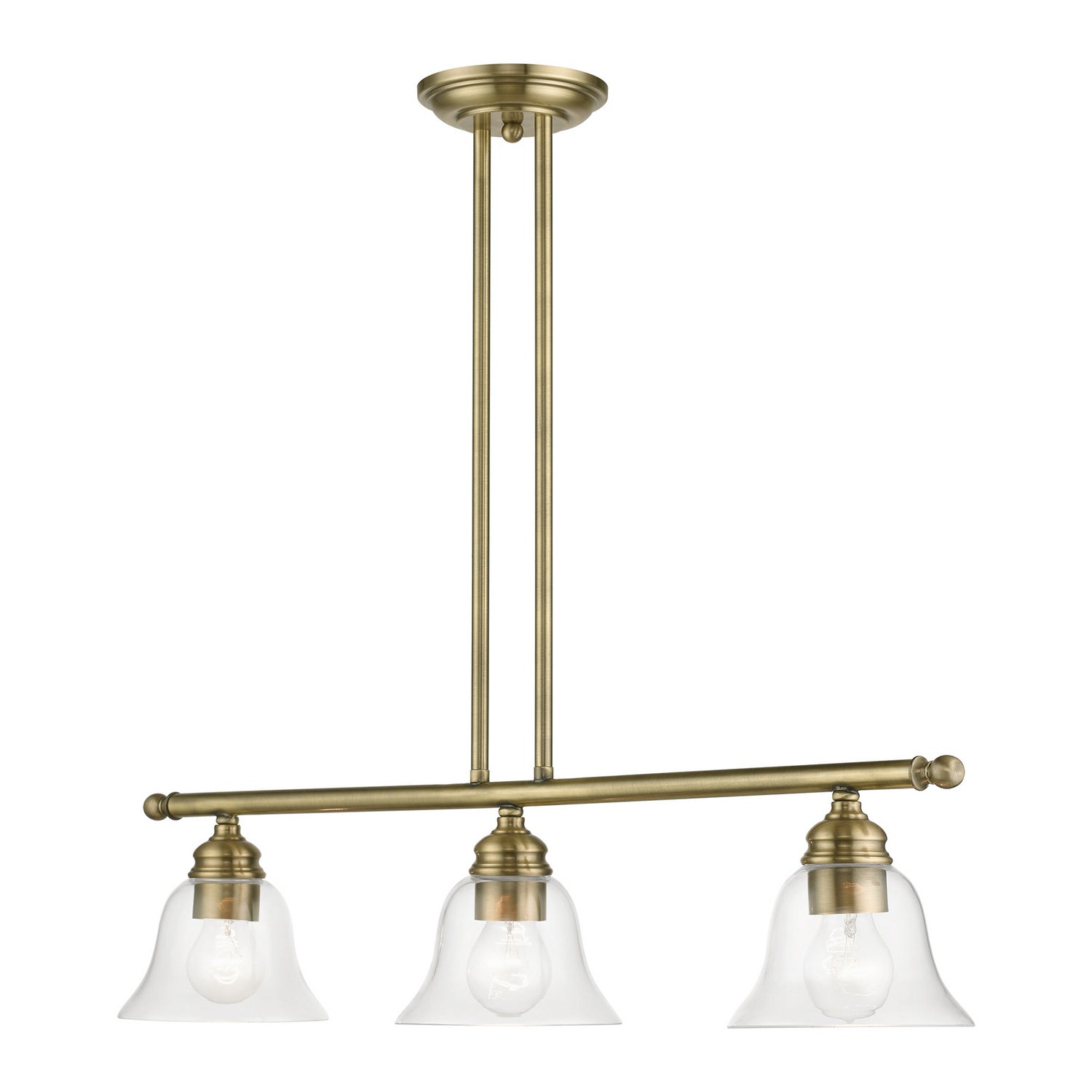 Livex Lighting - 46487-01 - Three Light Linear Chandelier - Moreland - Antique Brass