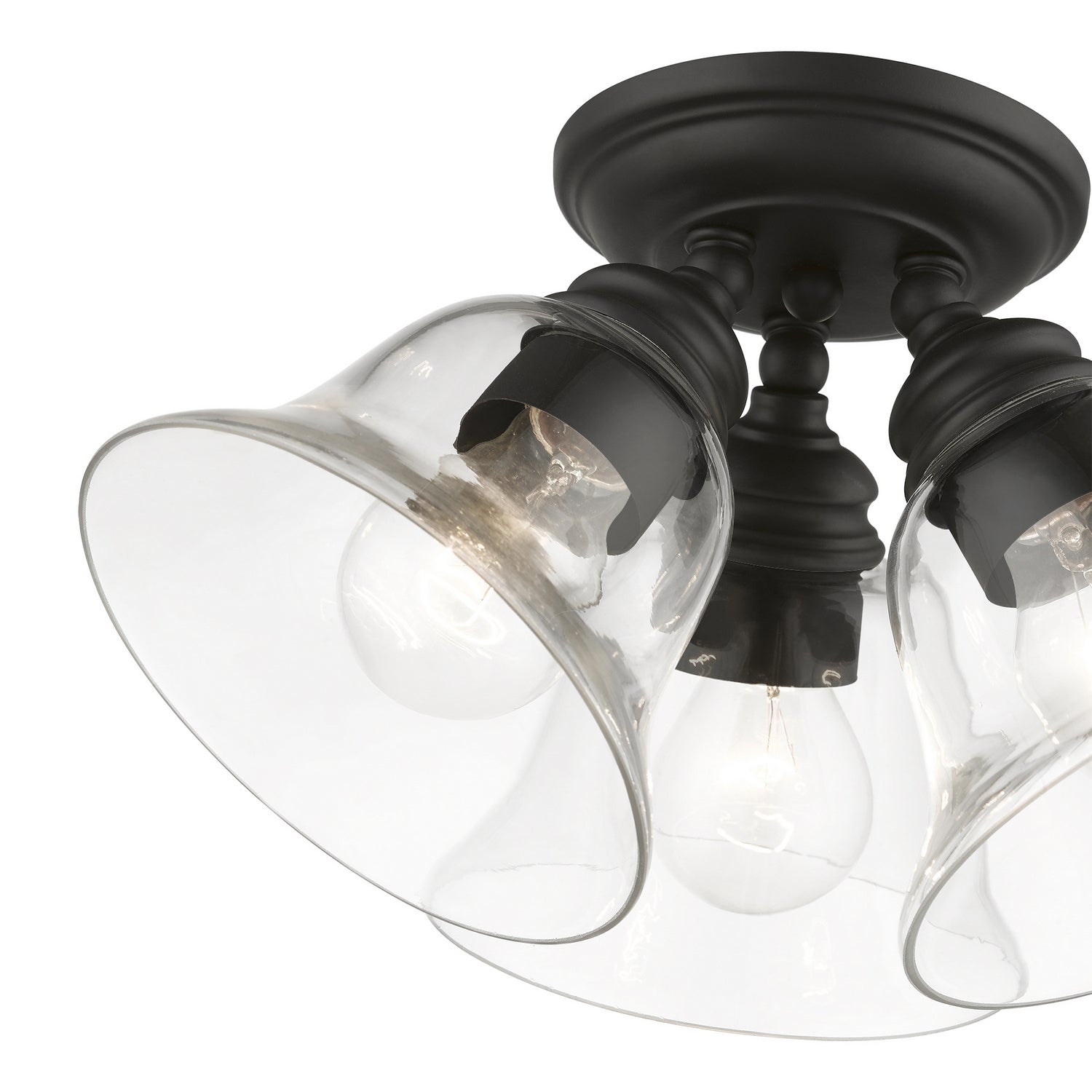 Livex Lighting - 46489-04 - Three Light Semi-Flush Mount - Moreland - Black