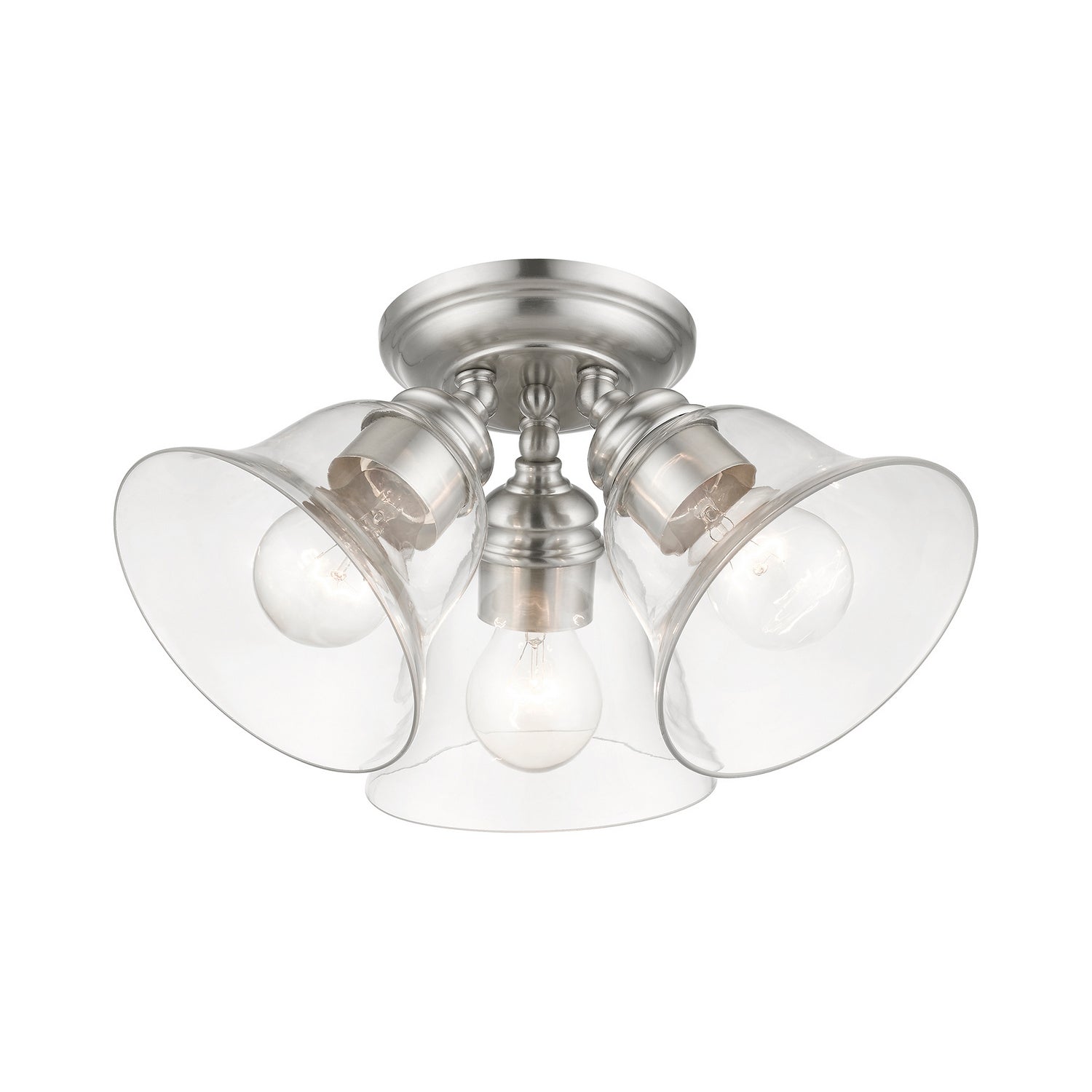 Livex Lighting - 46489-91 - Three Light Semi-Flush Mount - Moreland - Brushed Nickel