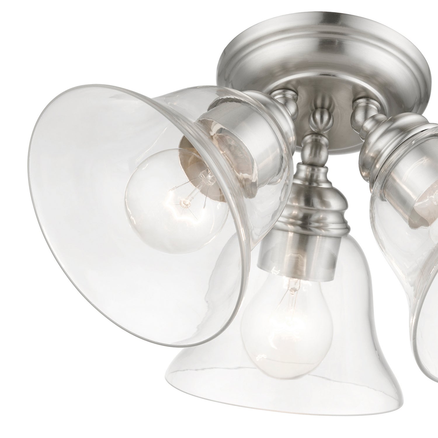 Livex Lighting - 46489-91 - Three Light Semi-Flush Mount - Moreland - Brushed Nickel