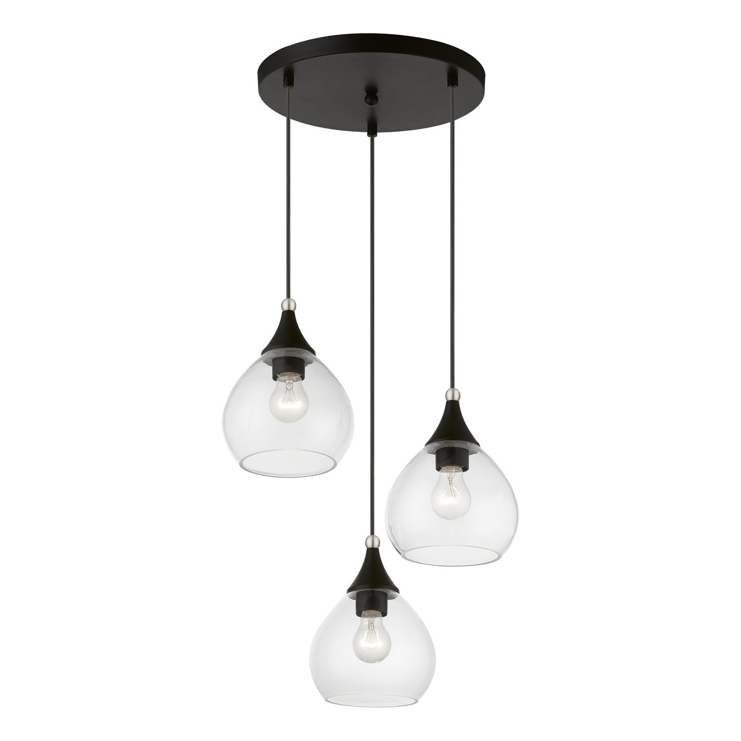 Livex Lighting - 46503-04 - Three Light Pendant - Catania - Black w/Brushed Nickel
