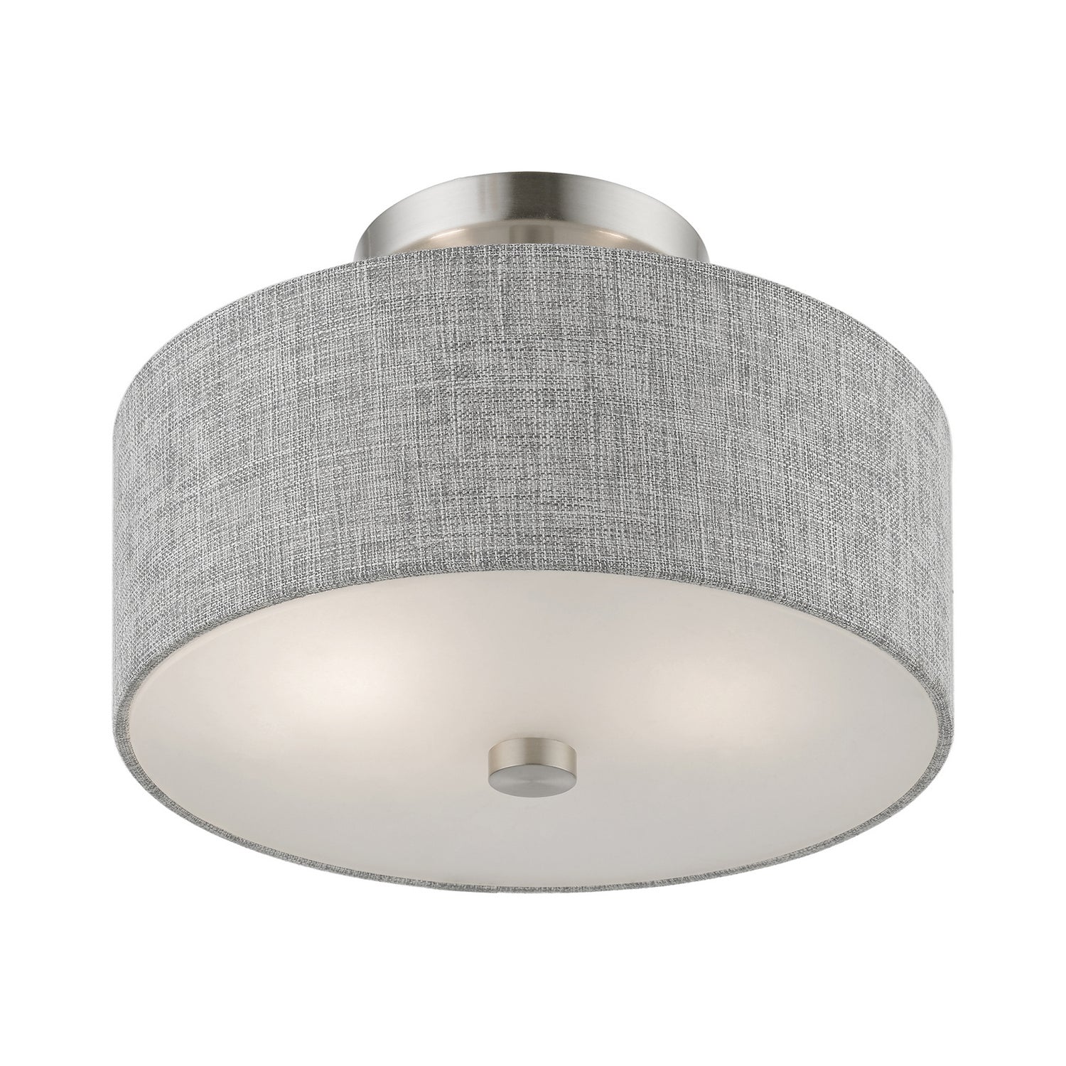 Livex Lighting - 46741-91 - Two Light Semi-Flush Mount - Dakota - Brushed Nickel w/Shiny White