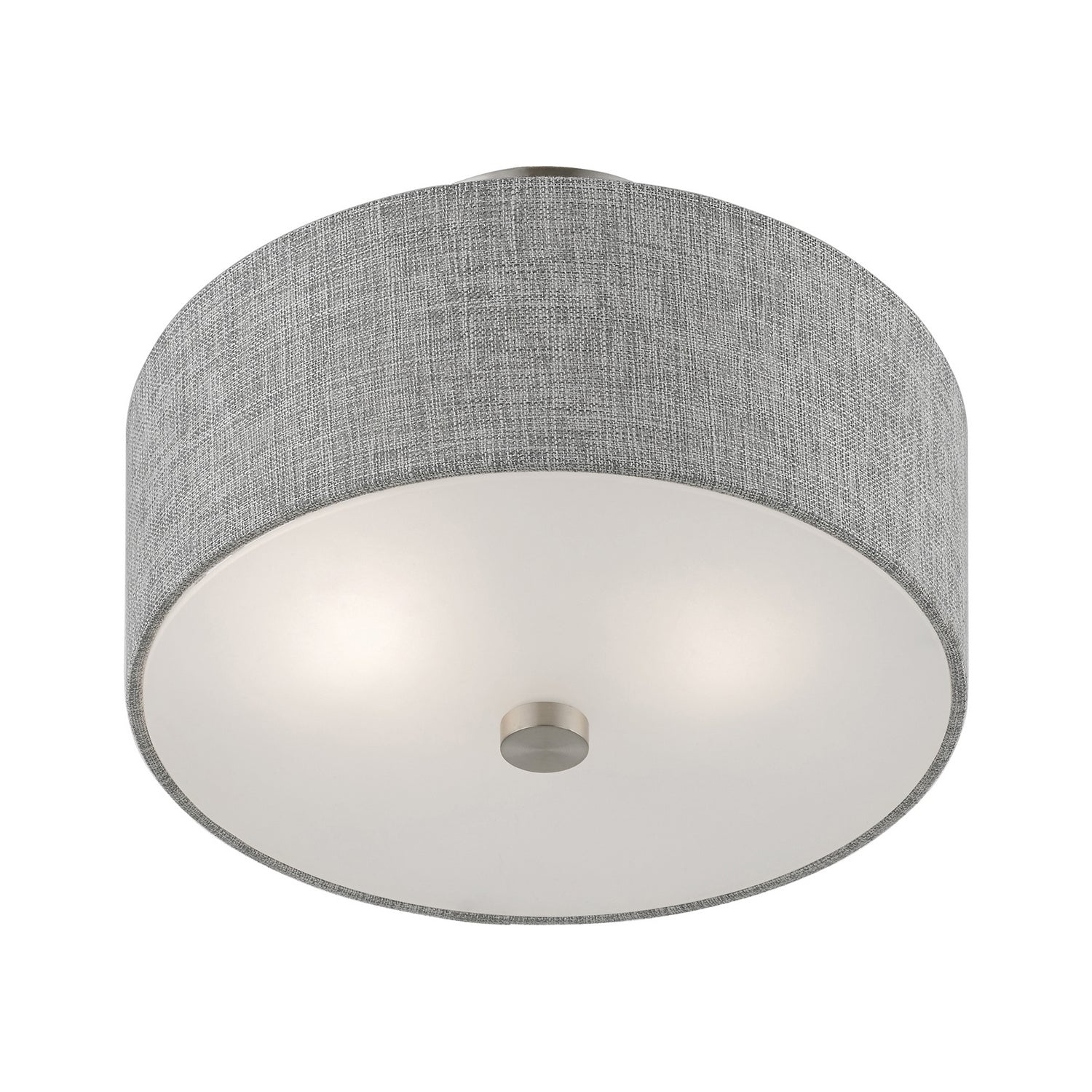 Livex Lighting - 46741-91 - Two Light Semi-Flush Mount - Dakota - Brushed Nickel w/Shiny White