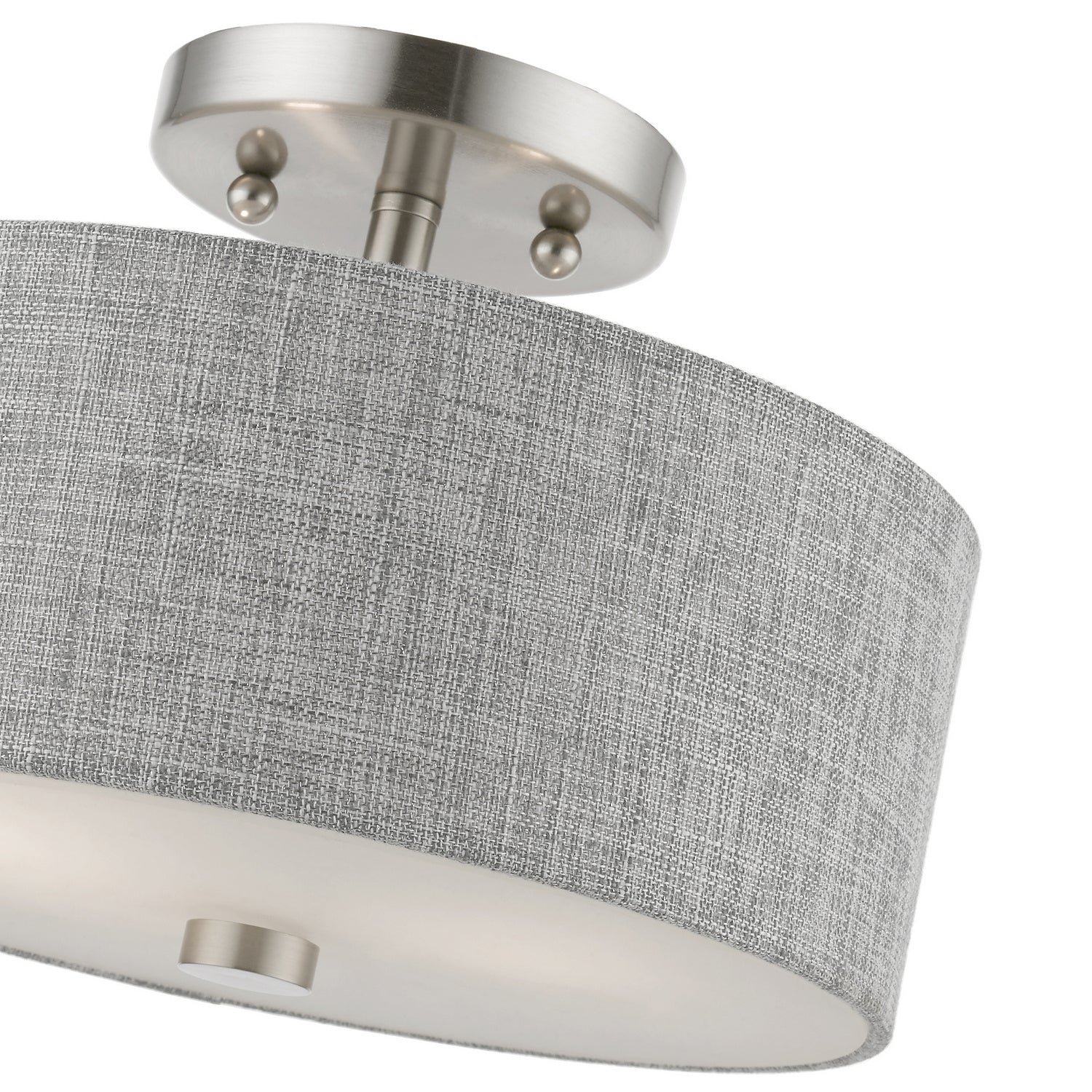 Livex Lighting - 46741-91 - Two Light Semi-Flush Mount - Dakota - Brushed Nickel w/Shiny White
