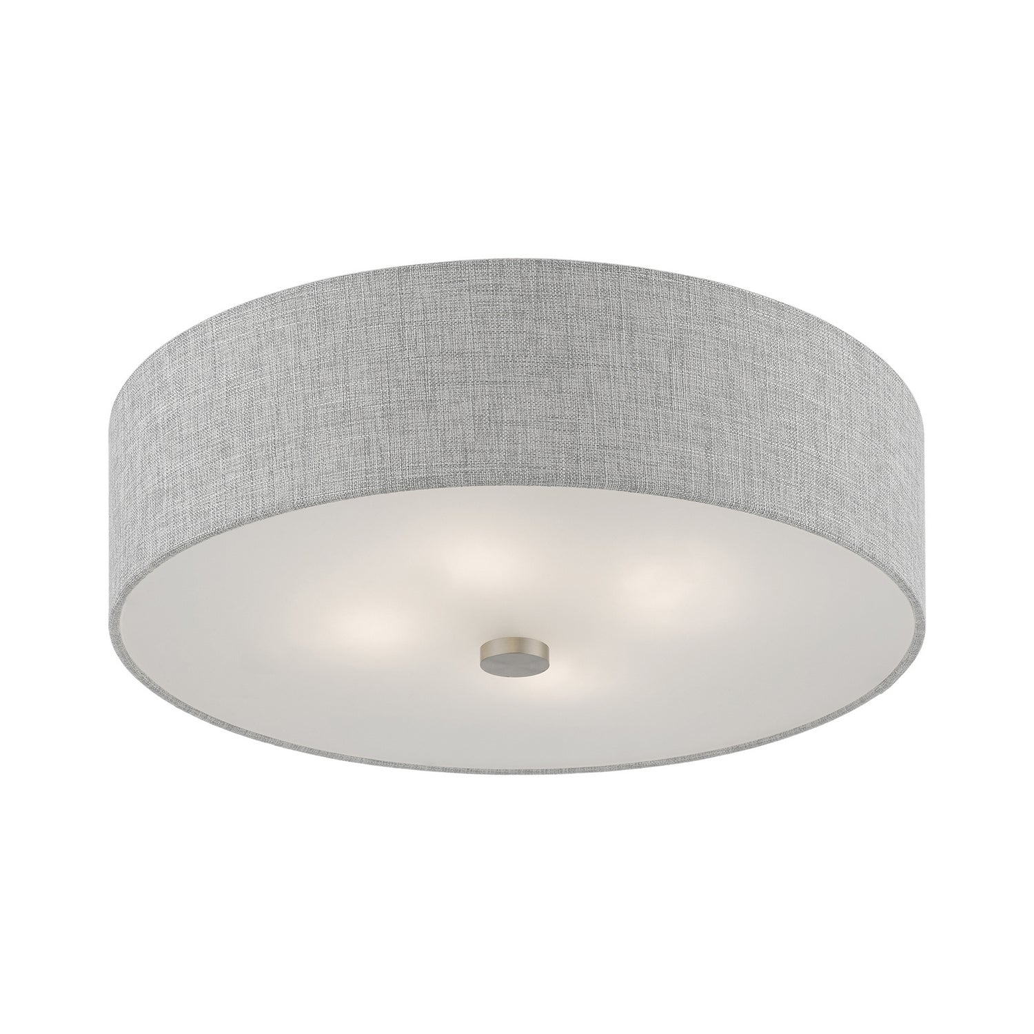 Livex Lighting - 46744-91 - Four Light Semi-Flush Mount - Dakota - Brushed Nickel w/Shiny White