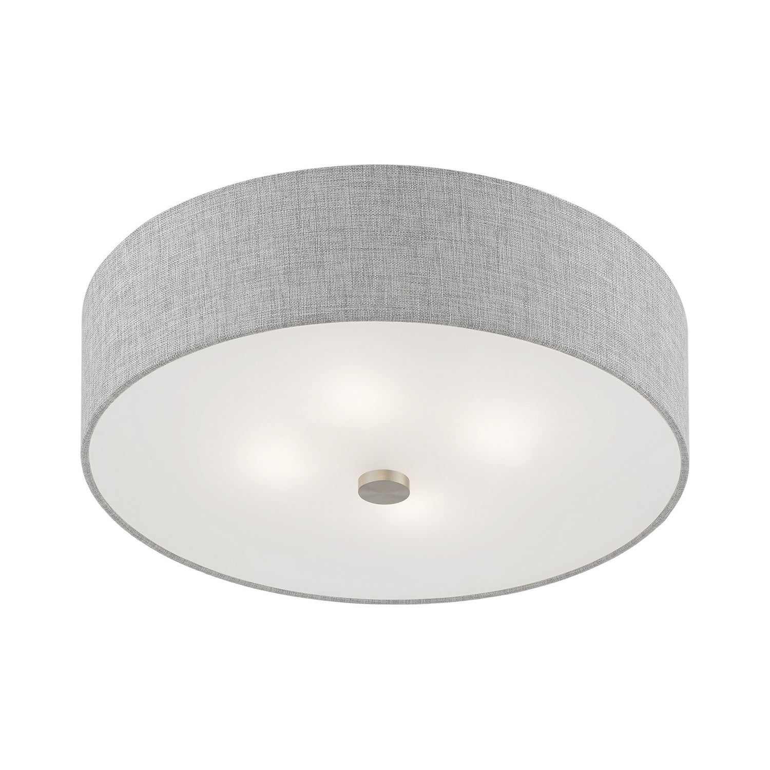 Livex Lighting - 46744-91 - Four Light Semi-Flush Mount - Dakota - Brushed Nickel w/Shiny White
