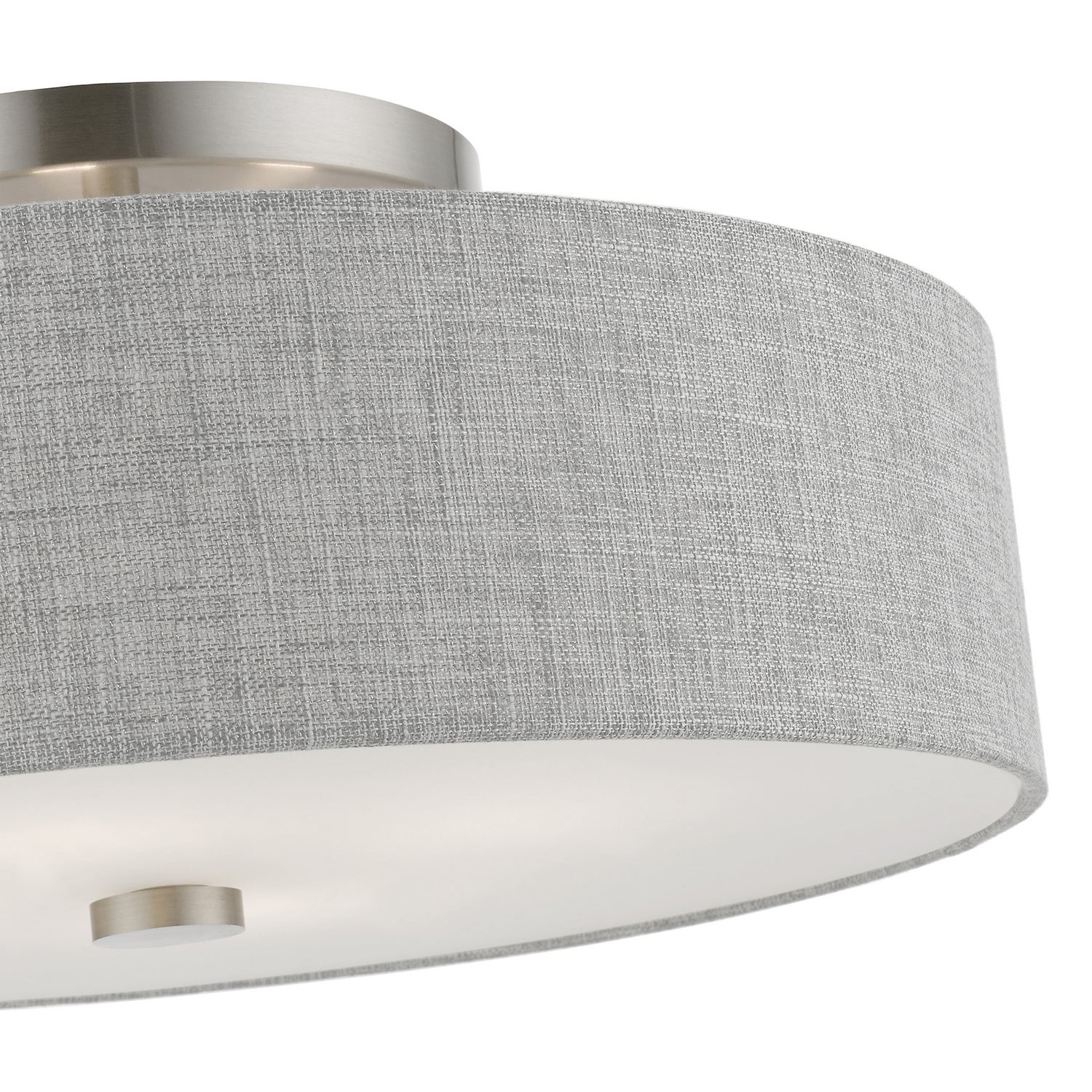 Livex Lighting - 46744-91 - Four Light Semi-Flush Mount - Dakota - Brushed Nickel w/Shiny White