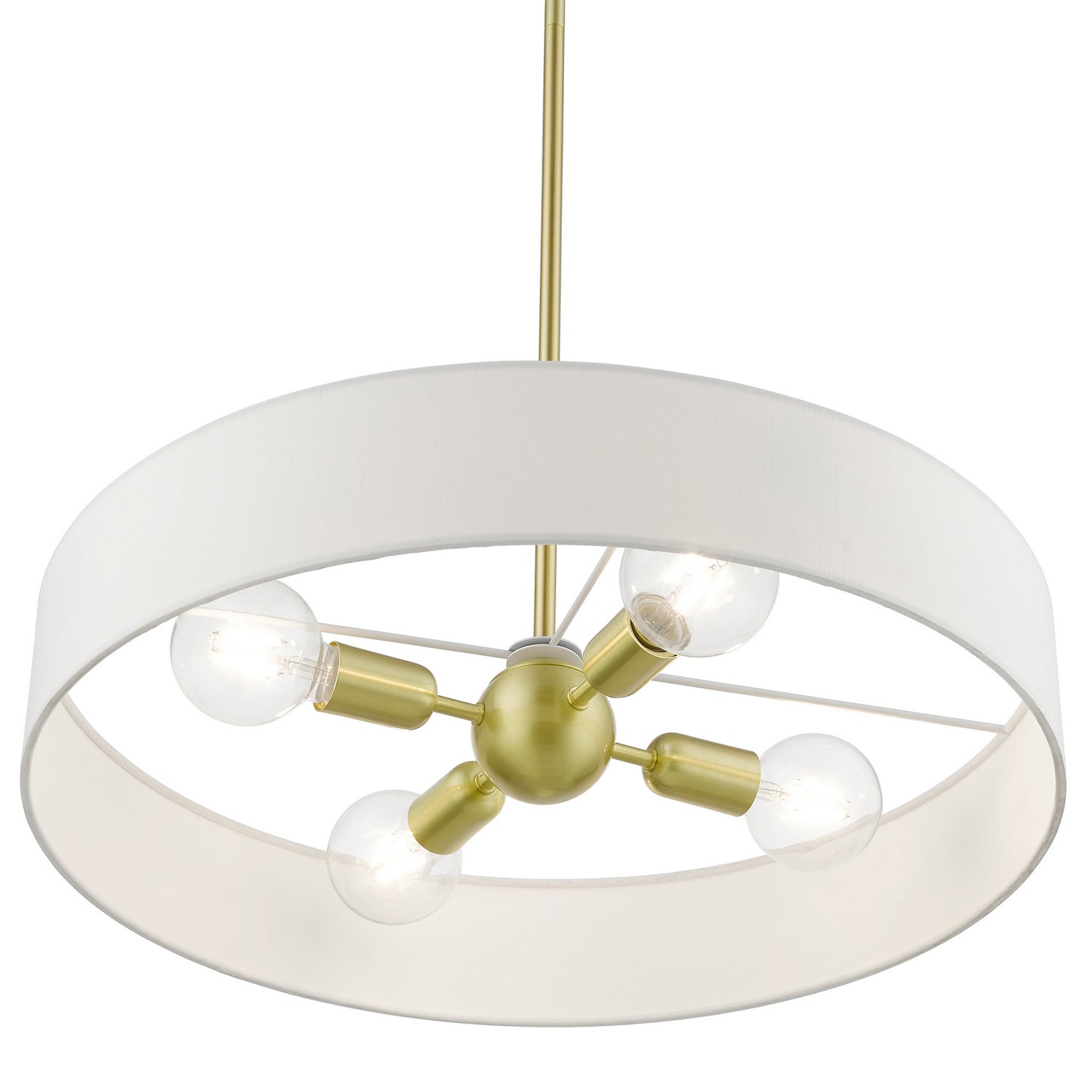 Livex Lighting - 46924-12 - Four Light Pendant - Venlo - Satin Brass w/Shiny White